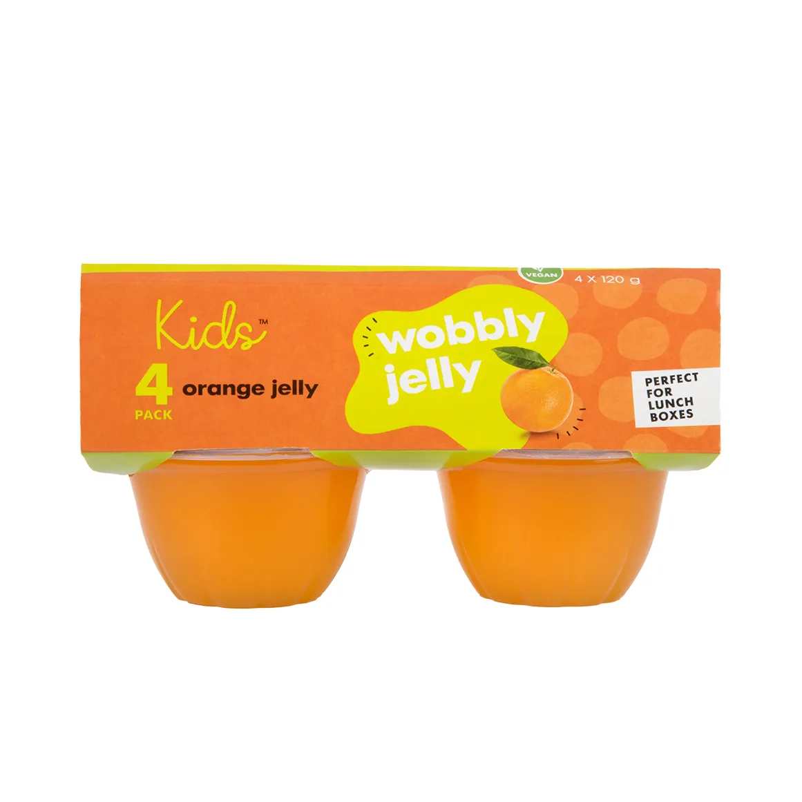 Kids™ Orange Flavoured Wobbly Jelly Cups 4 x 120 g