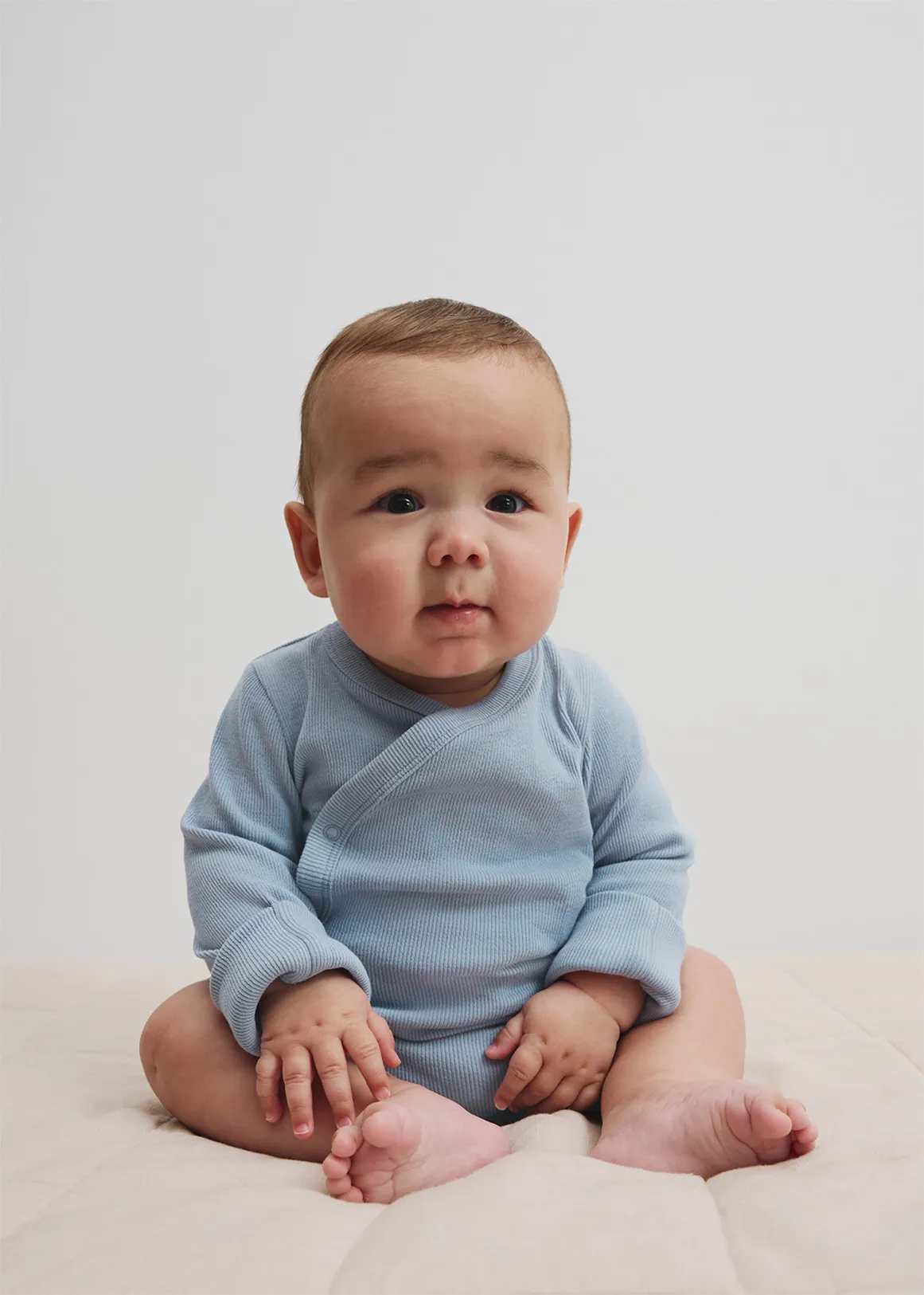 Kimono Long Sleeve Bodysuit - DUSTY BLUE