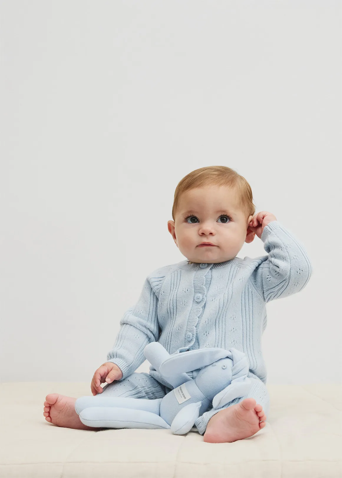 Knit Detail Jumpsuit - POWDER BLUE