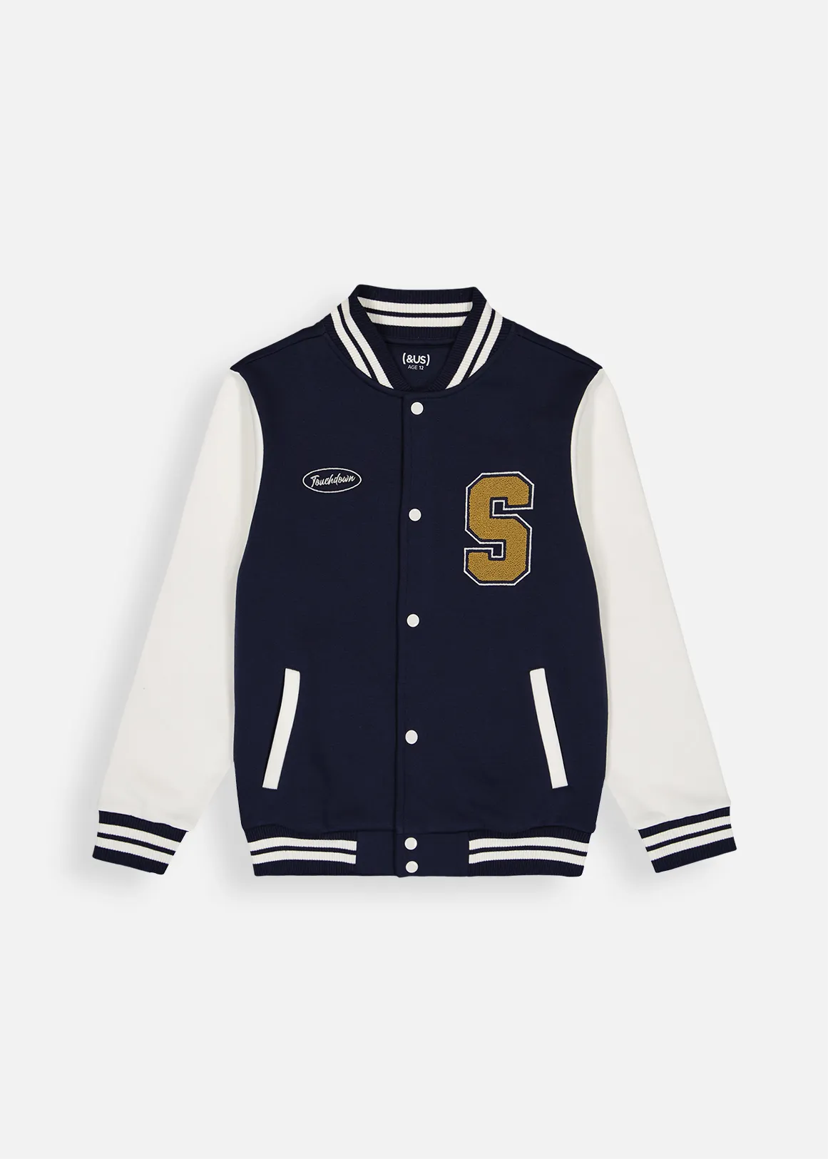 Knit Varsity Bomber Jacket - X NAVY