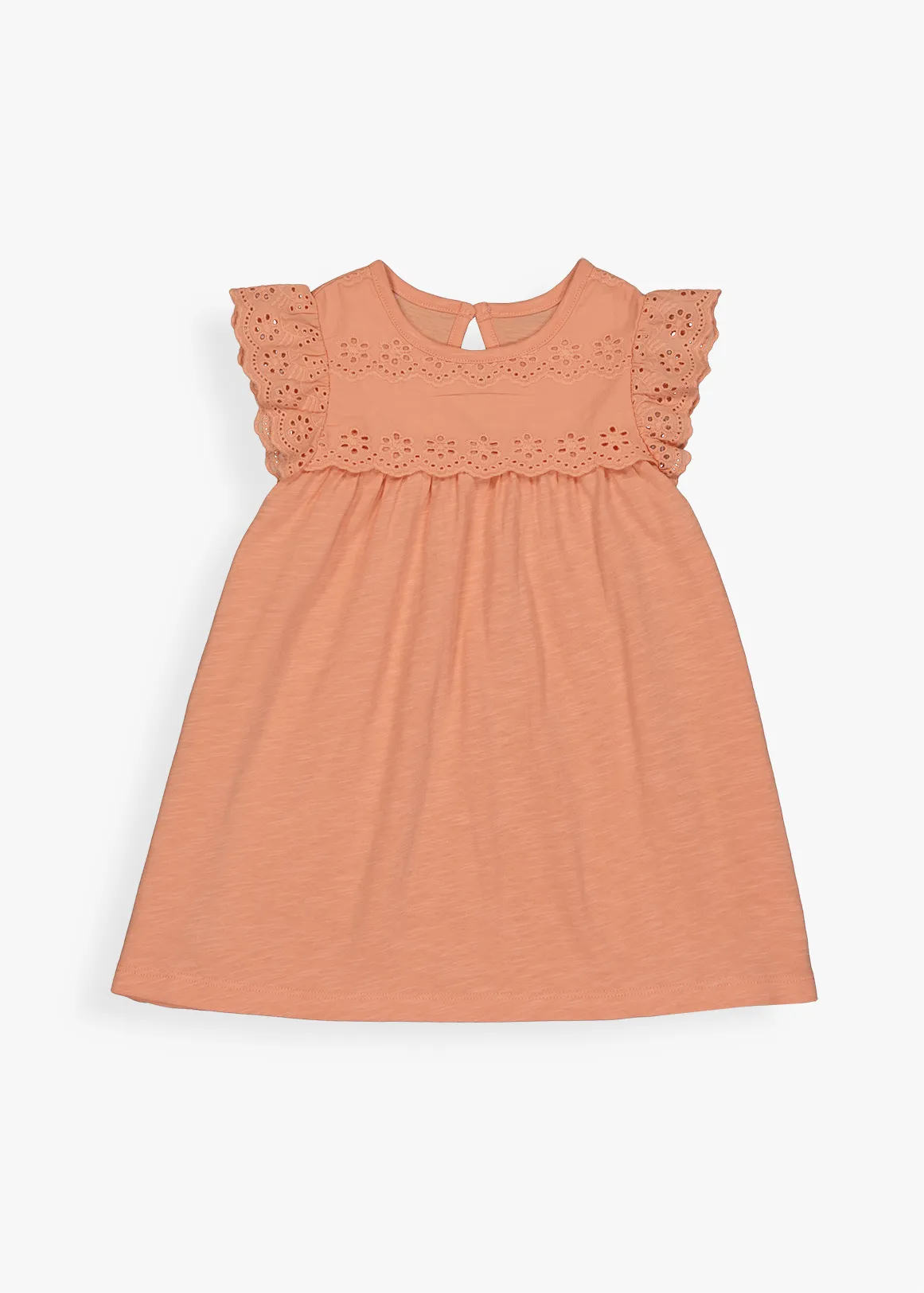 Knit Woven Cotton Dress - CORAL