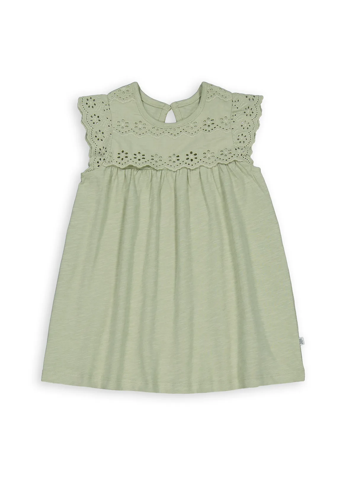 Knit Woven Cotton Dress - GREEN