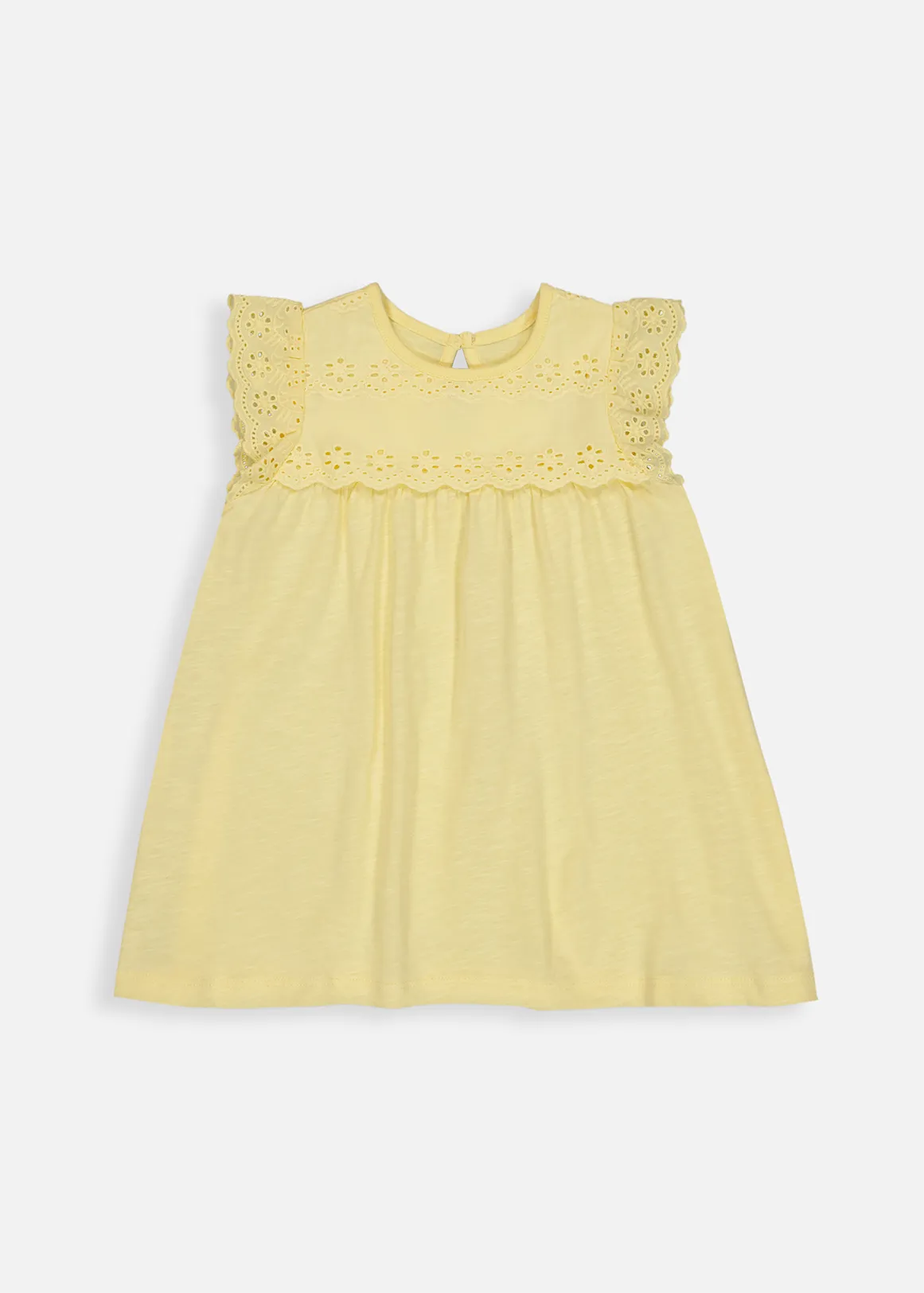 Knit Woven Cotton Dress - YELLOW