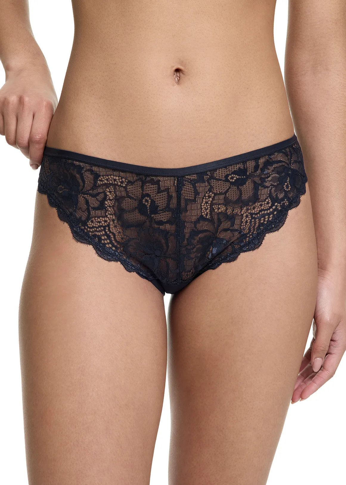 Lace Front Microfibre Bikinis - NAVY