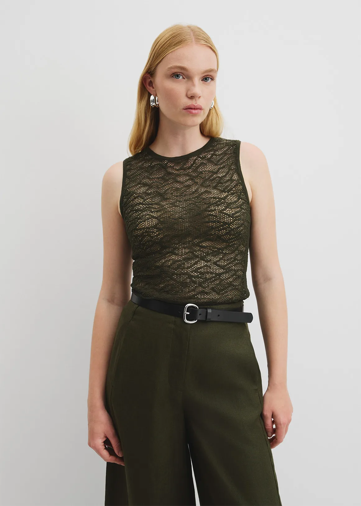 Lace Knit Tank - CAPER