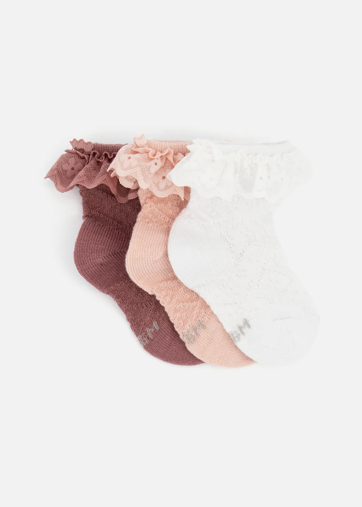 Lace Trim Cotton Rich Socks 3 Pack - X PINK