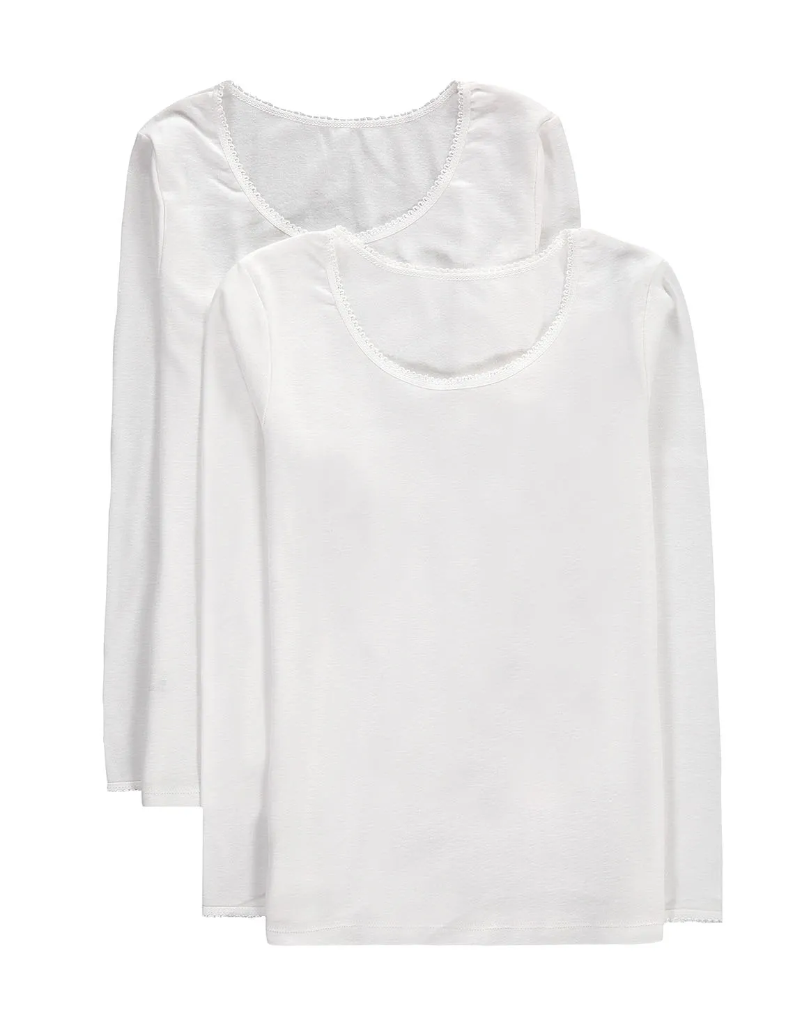 Lace Trim Long Sleeve Spencers 2 Pack - WHITE