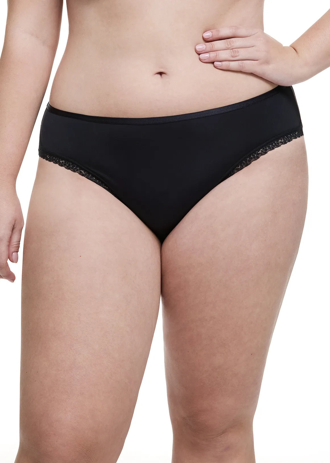 Lace Trim Microfibre Brazilians - BLACK