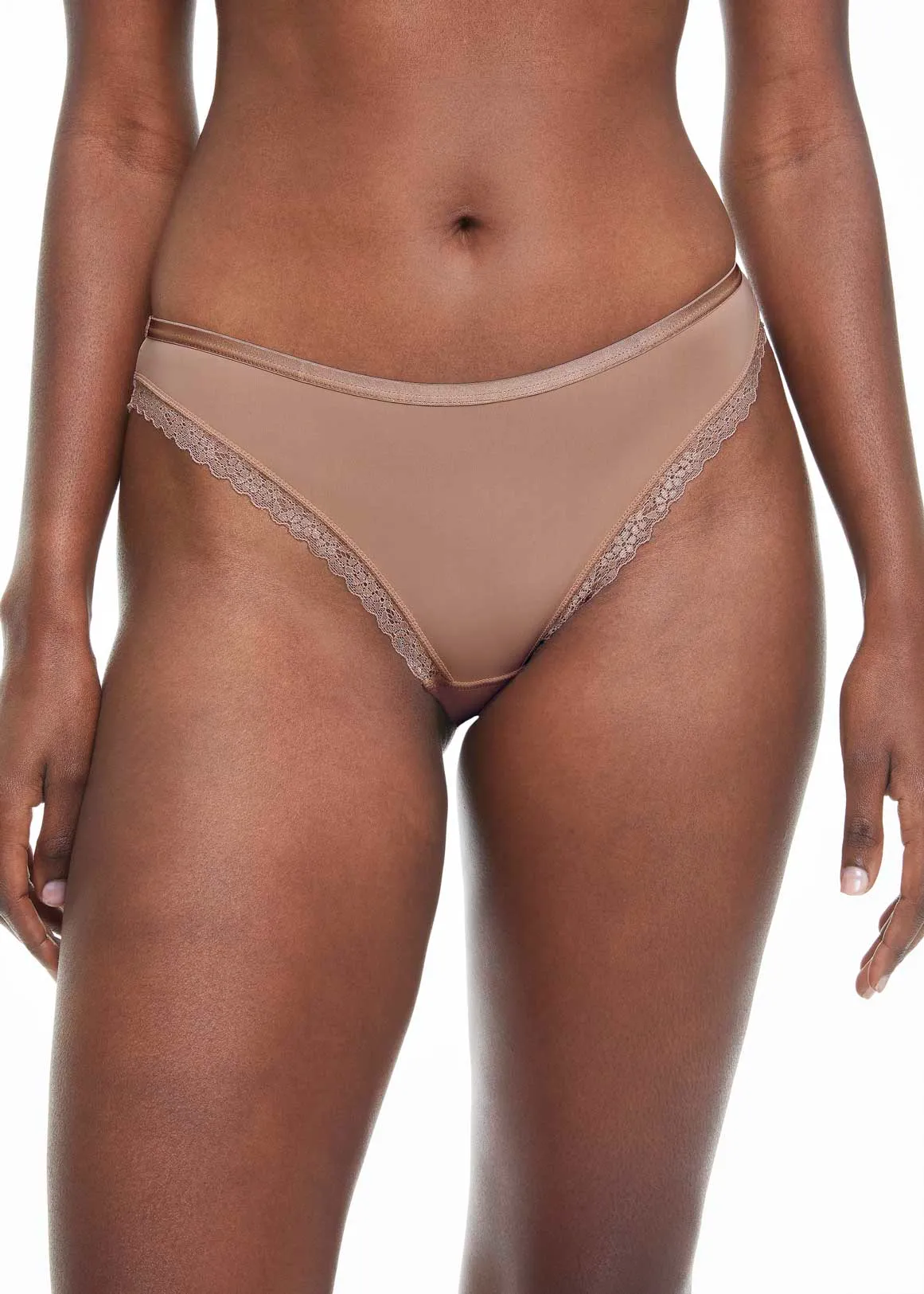 Lace Trim Microfibre Brazilians - New Neutrals - DUSTY PINK