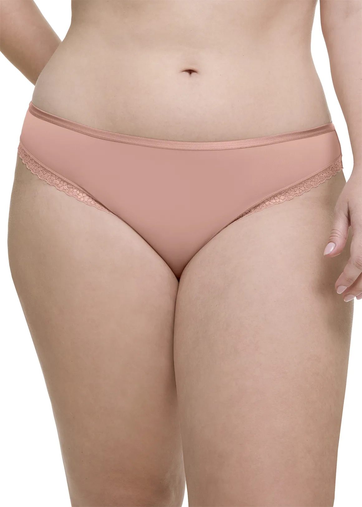 Lace Trim Microfibre Brazilians - DUSTY PINK