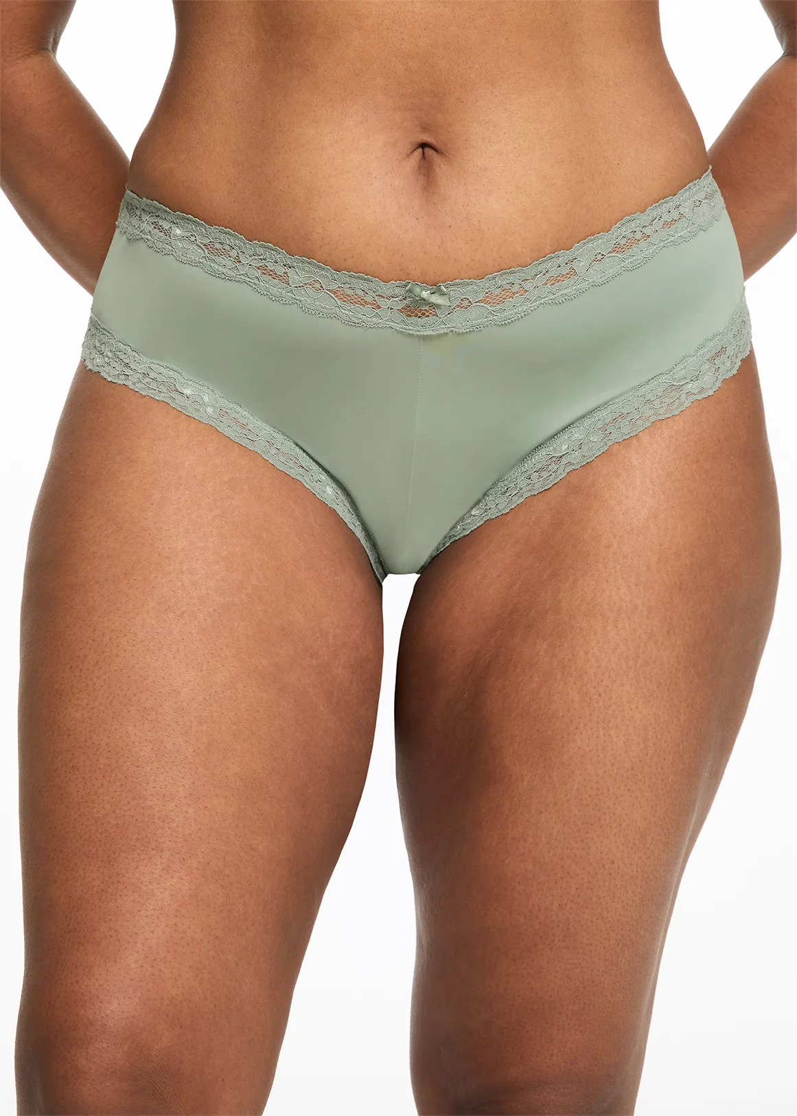 Lace Trim Microfibre Brazilians - New Neutrals - GREEN