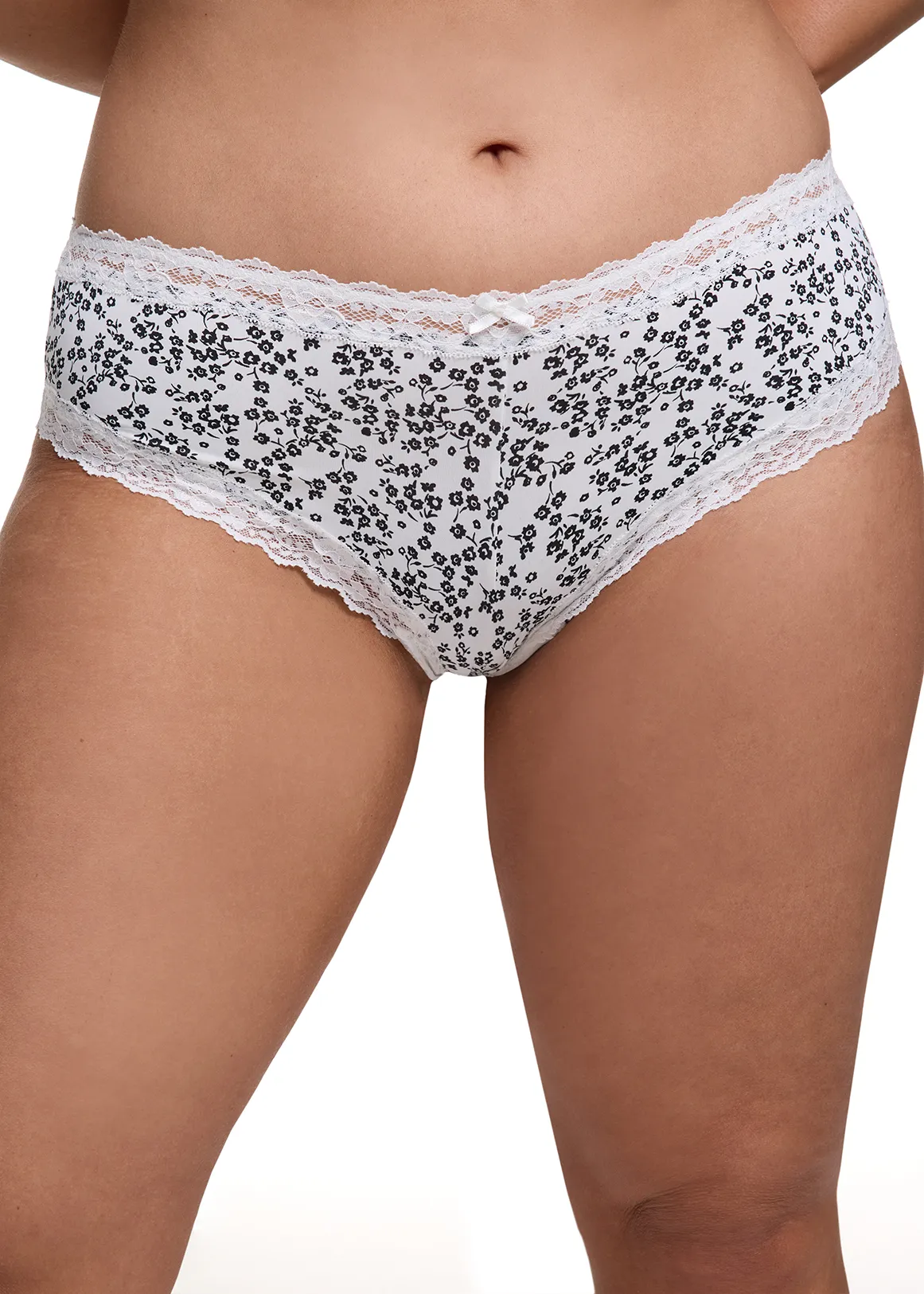 Lace Trim Microfibre Brazilians - New Neutrals - X BLACK