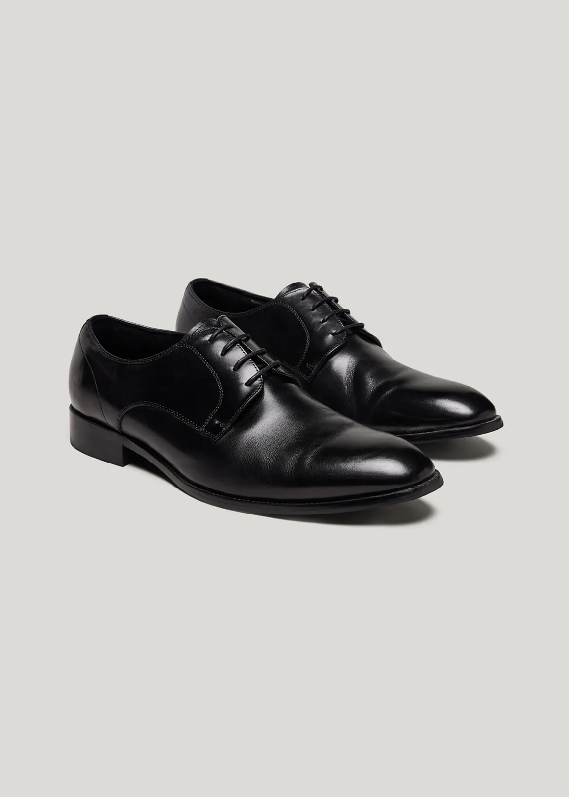 Lace Up Derby Shoes - BLACK