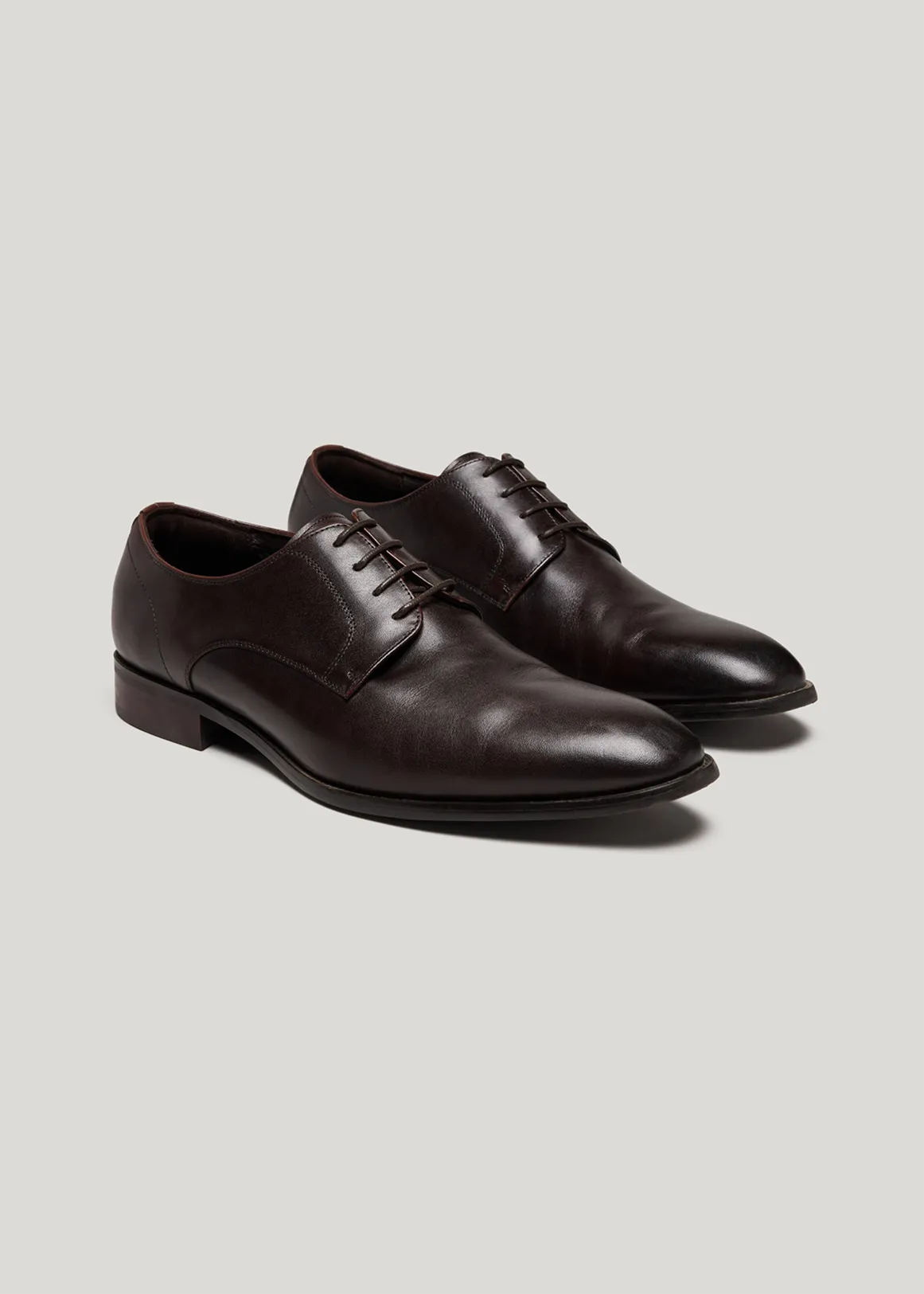 Lace Up Derby Shoes - BROWN