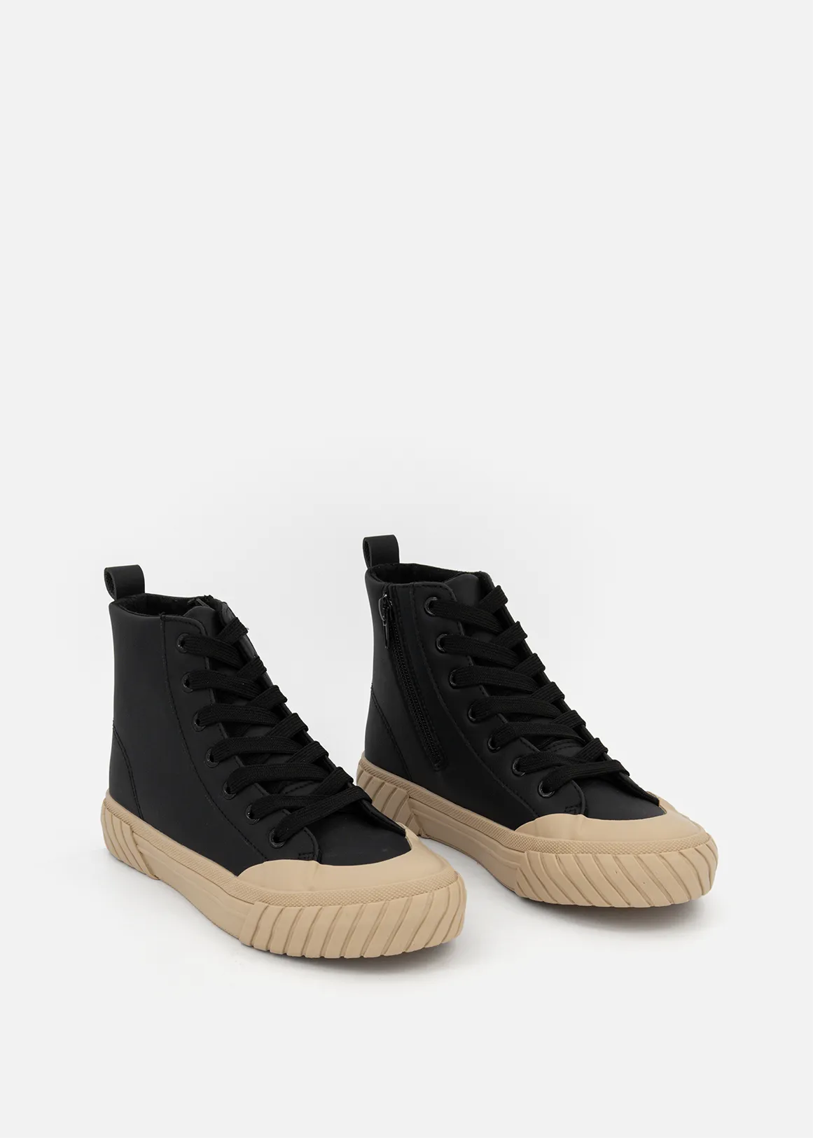 Lace Up High Top Sneakers (Size12-6) Older Boy - BLACK