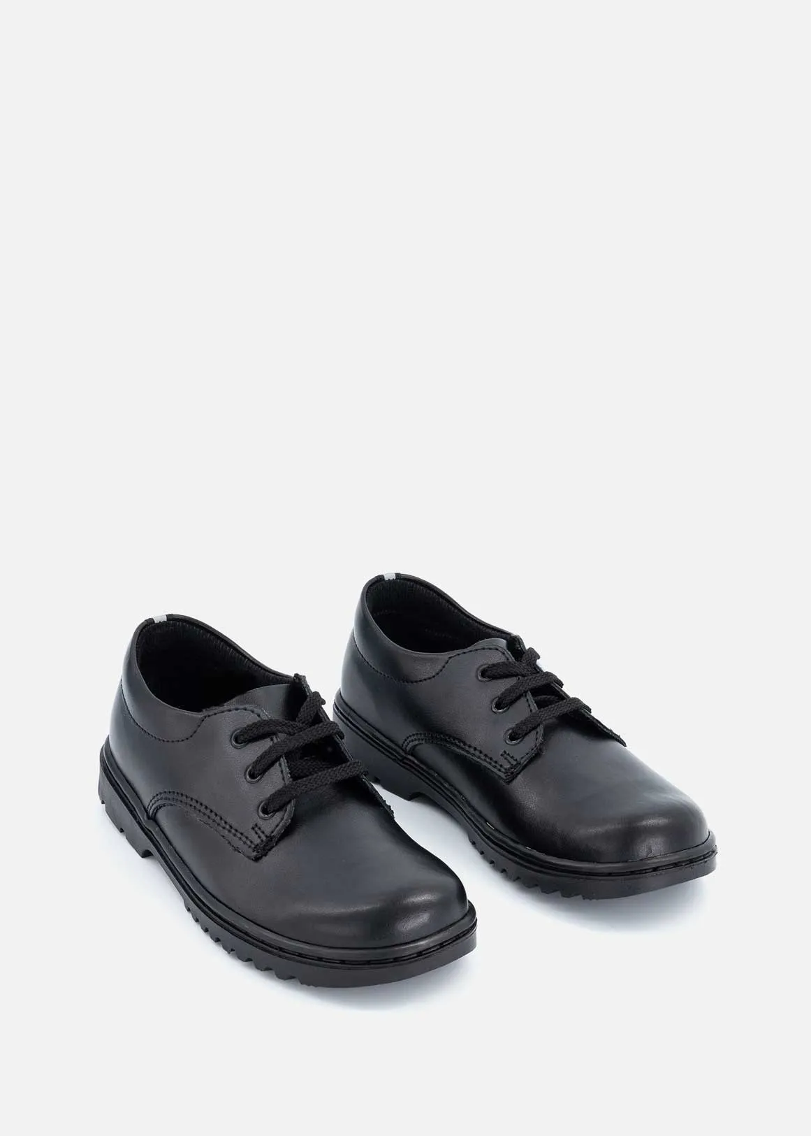 Lace Up Leather School Shoes (Size 8 - 1) Younger Boy - BLACK