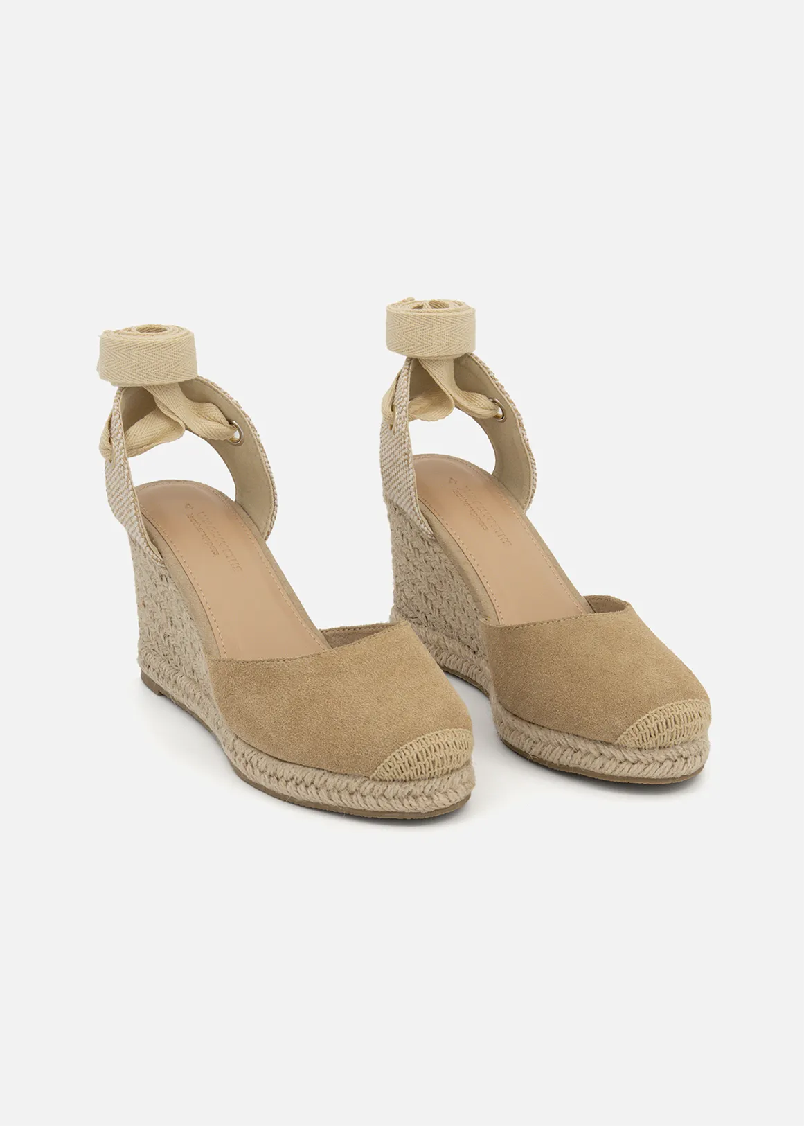 Lace-up Slingback Wedge Suede Espadrilles - NATURAL