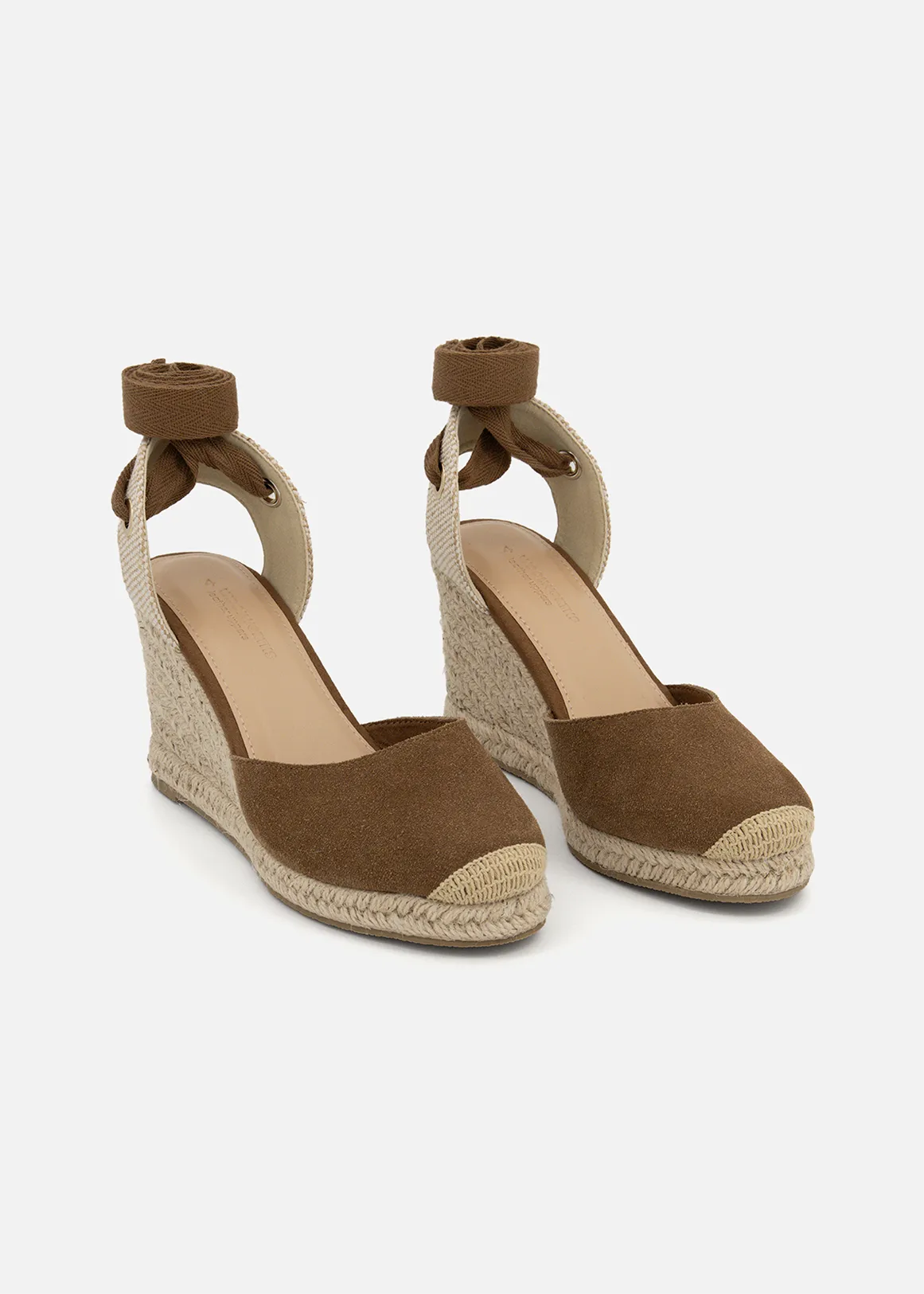 Lace-up Slingback Wedge Suede Espadrilles - TAN