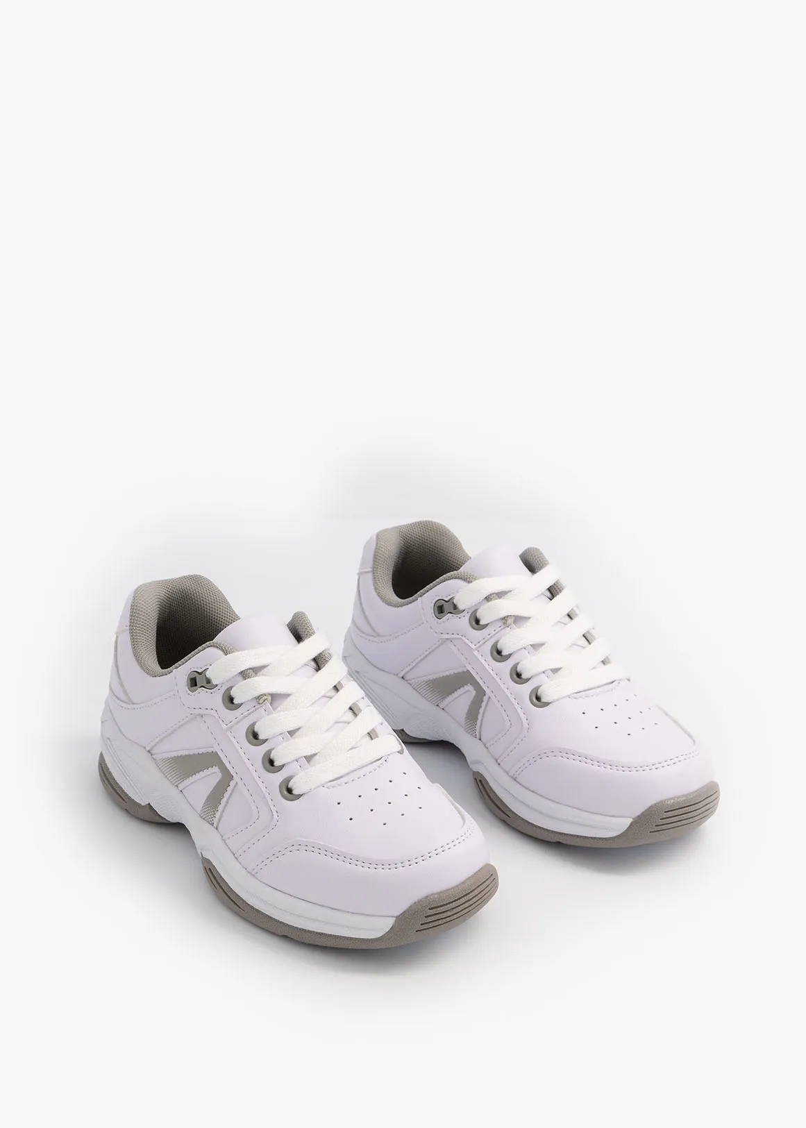 Lace-up Trainers (Size 9-1) Younger Girl - WHITE