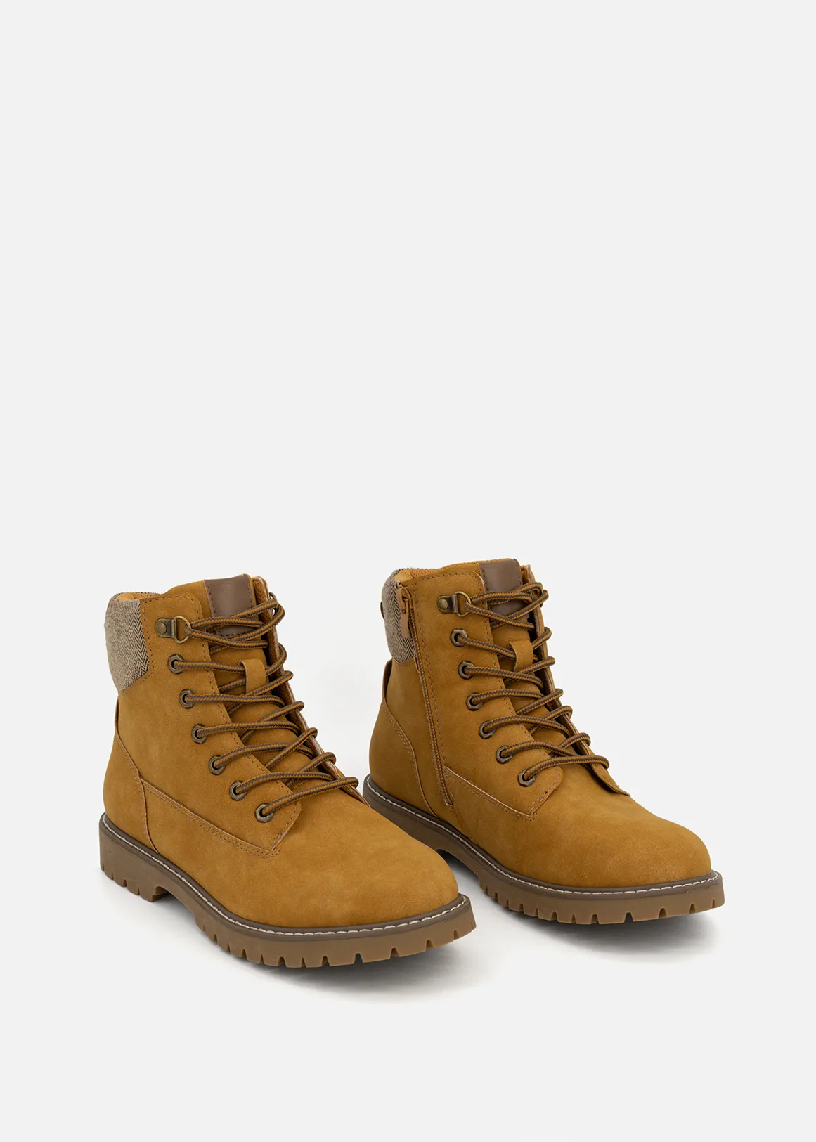 Lace-up Worker Boots (Size12-6) Older Boy - TAN