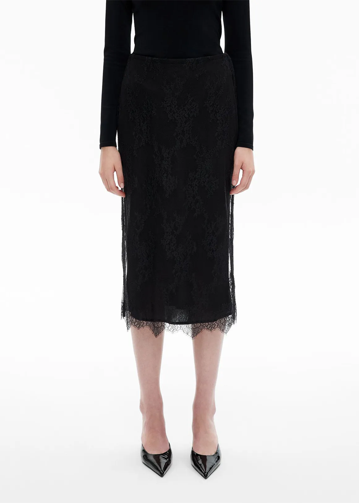 Layered Lace Skirt - BLACK