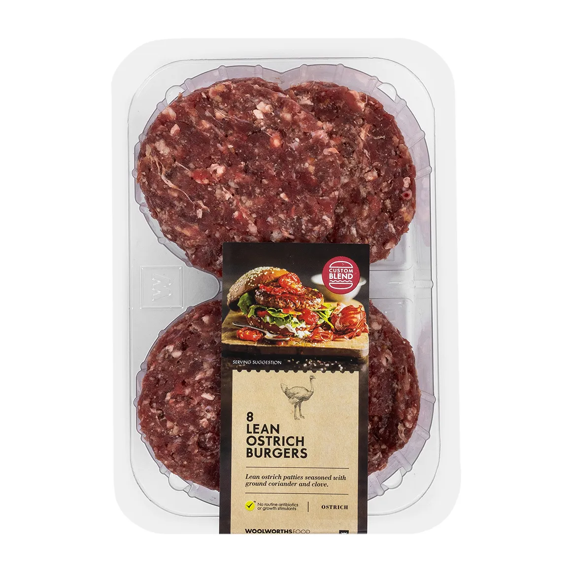 Lean Ostrich Burgers 8 pk