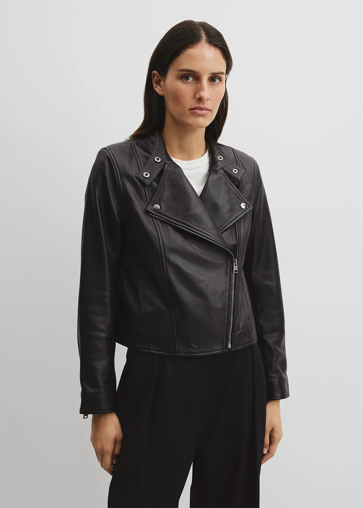 Leather Biker Jacket - BLACK