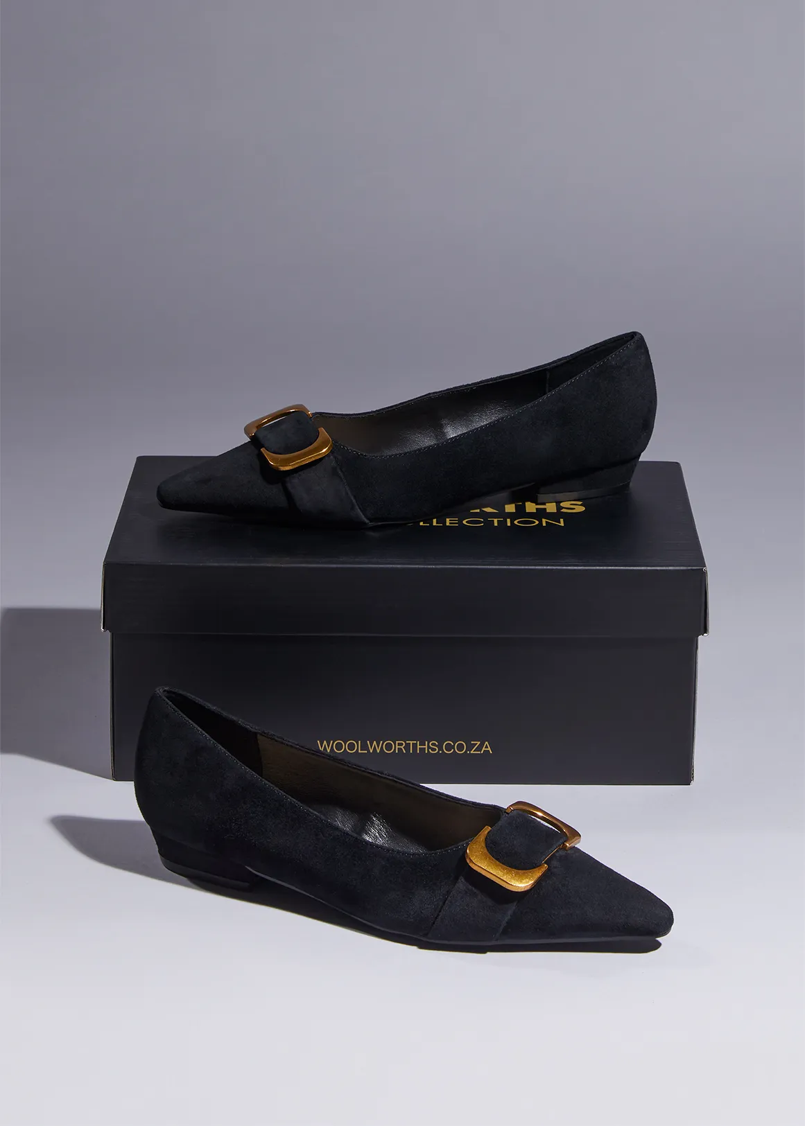 Leather Buckle Trim Pump - Premium - BLACK