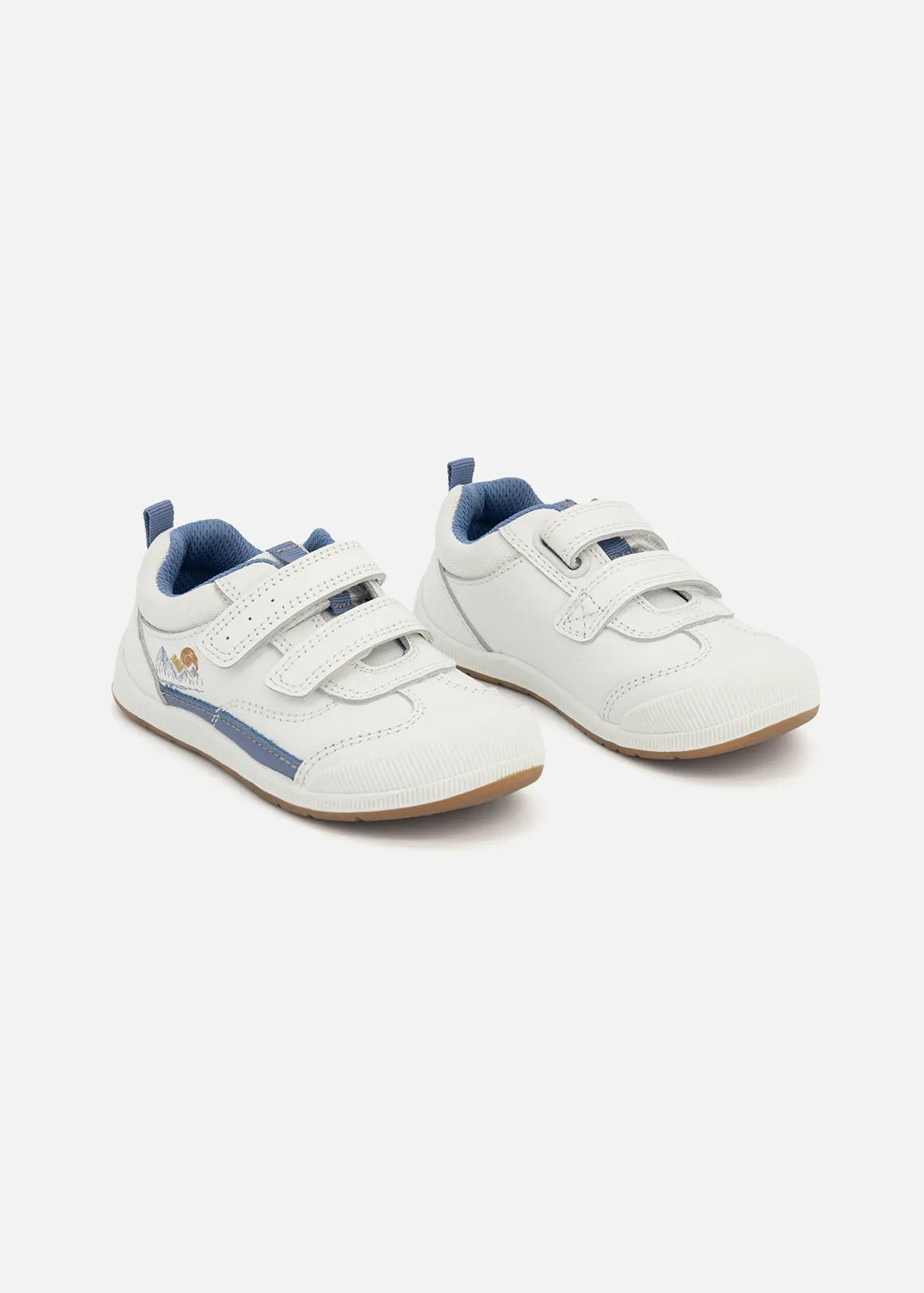 Leather Bumper Toe Cap Sneakers (Size 4-13) Younger Boy - WHITE