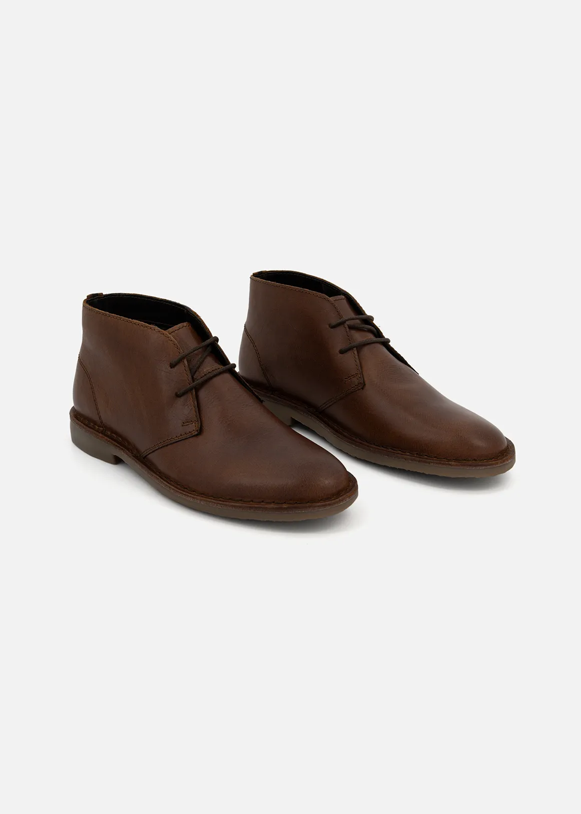 Leather Chukka Boots - CHOCOLATE
