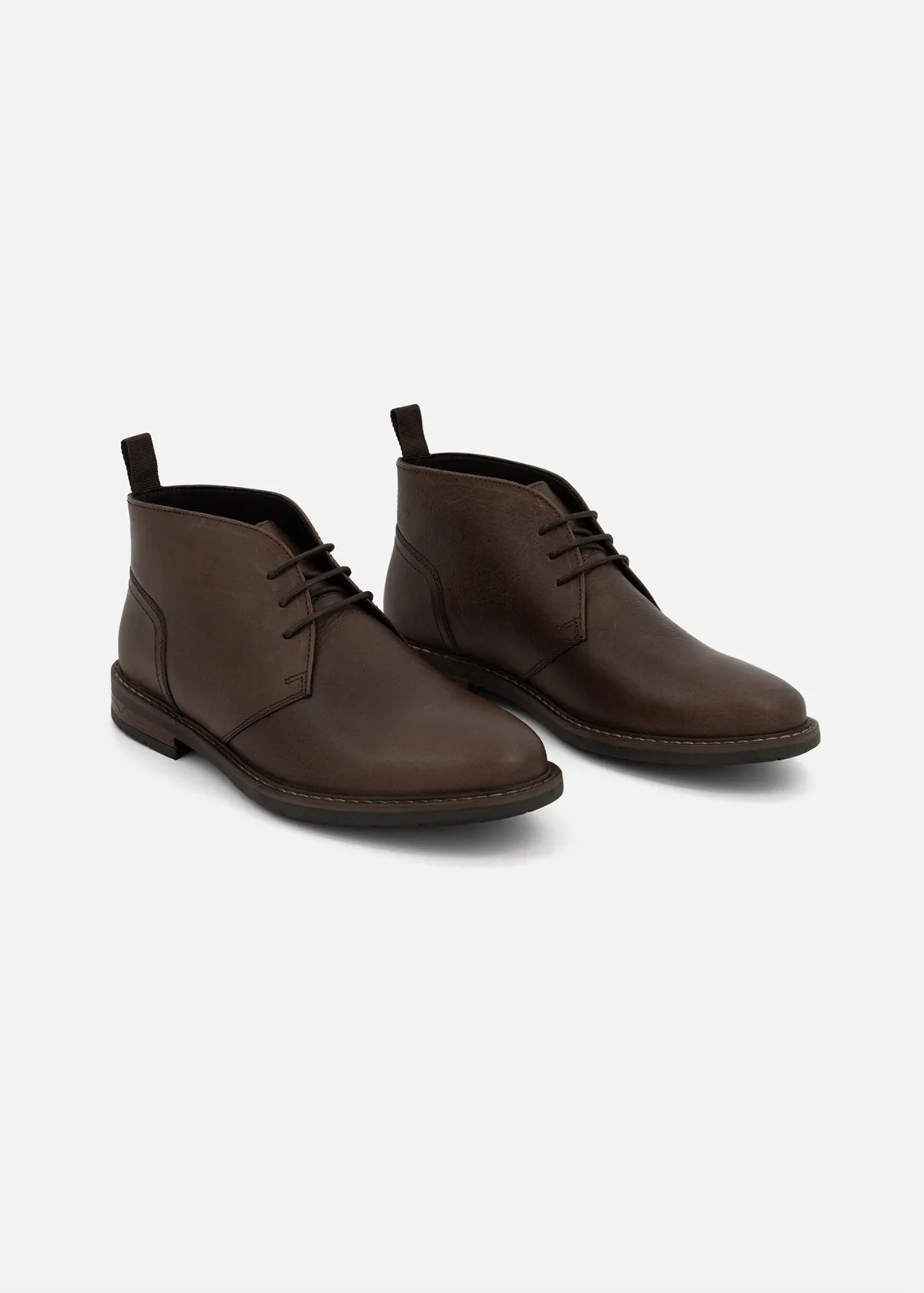 Leather Chukka Boots - CHOCOLATE