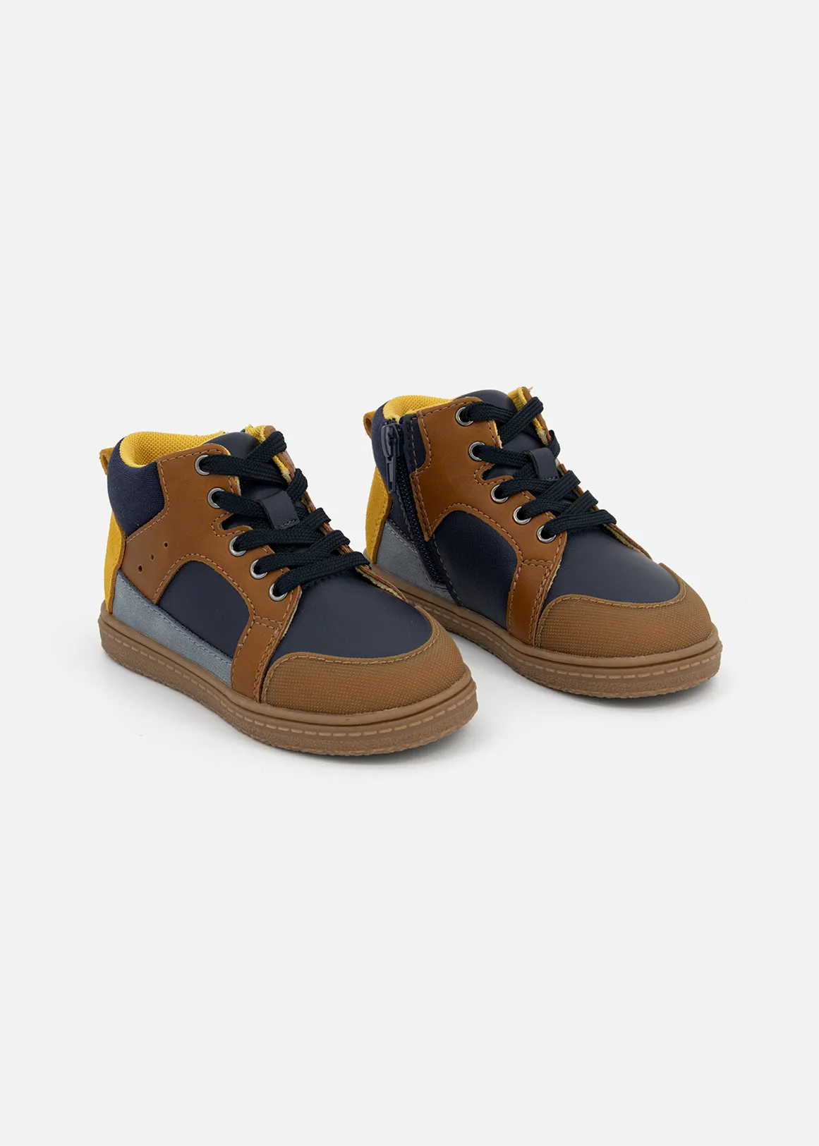 Leather Colourblock High Top Sneakers (Size 4-13) Younger Boy - MULTI