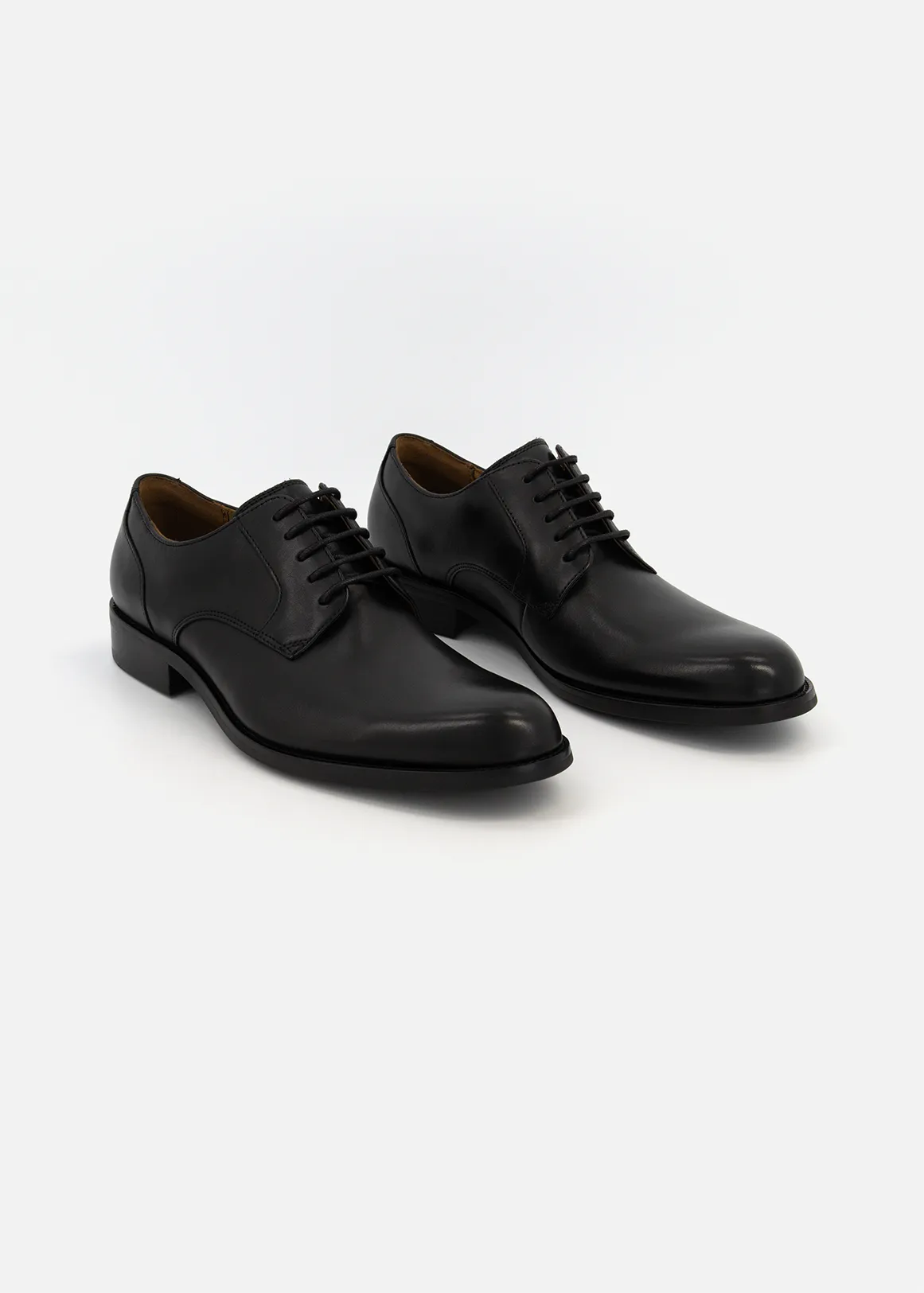 Leather Derby Shoes - BLACK