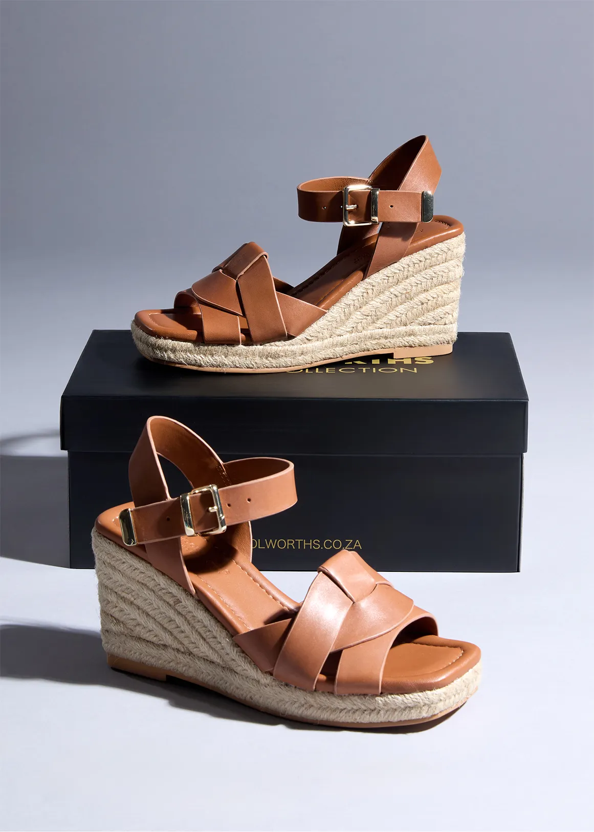 Leather Espadrille Wedges - Premium - TAN
