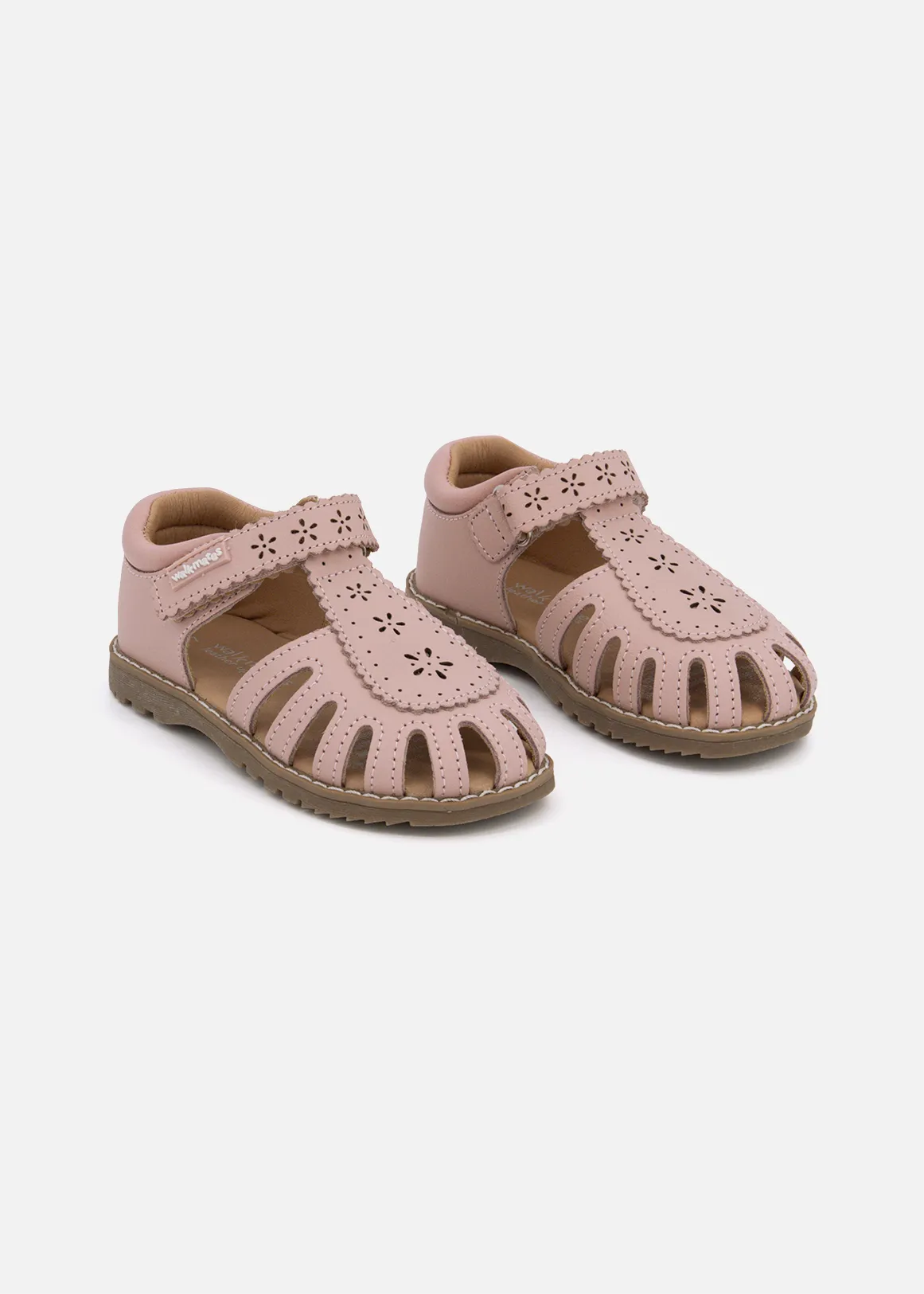 Leather Flower Cut-Out Shoes (Size 4-13) Younger Girl - PINK
