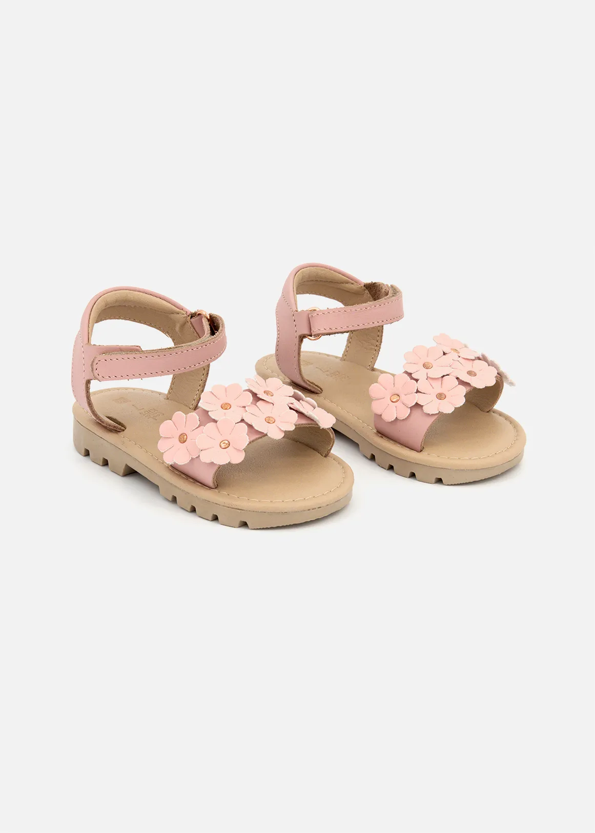 Leather Flower Sandals (Size 5-13) Younger Girl - PINK