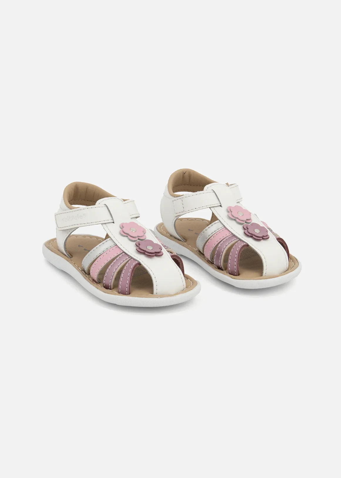 Leather Flower Sandals - X WHITE