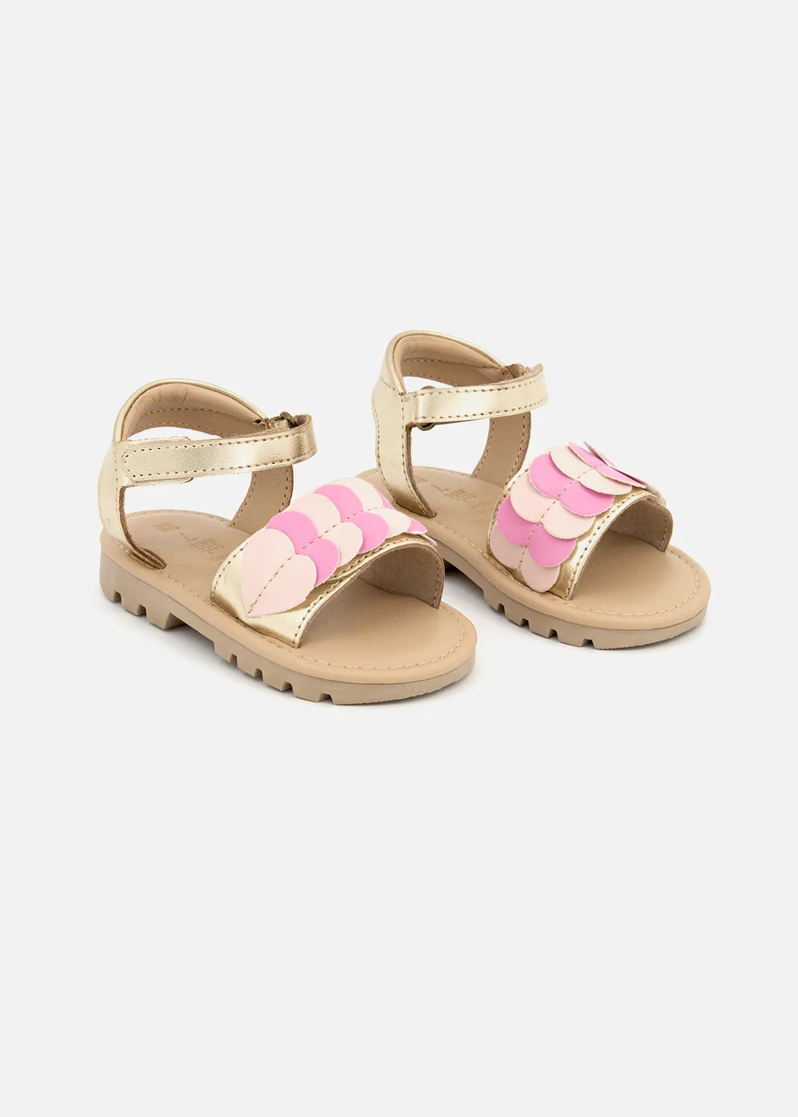 Leather Heart Sandals (Size 5-13) Younger Girl - GOLD