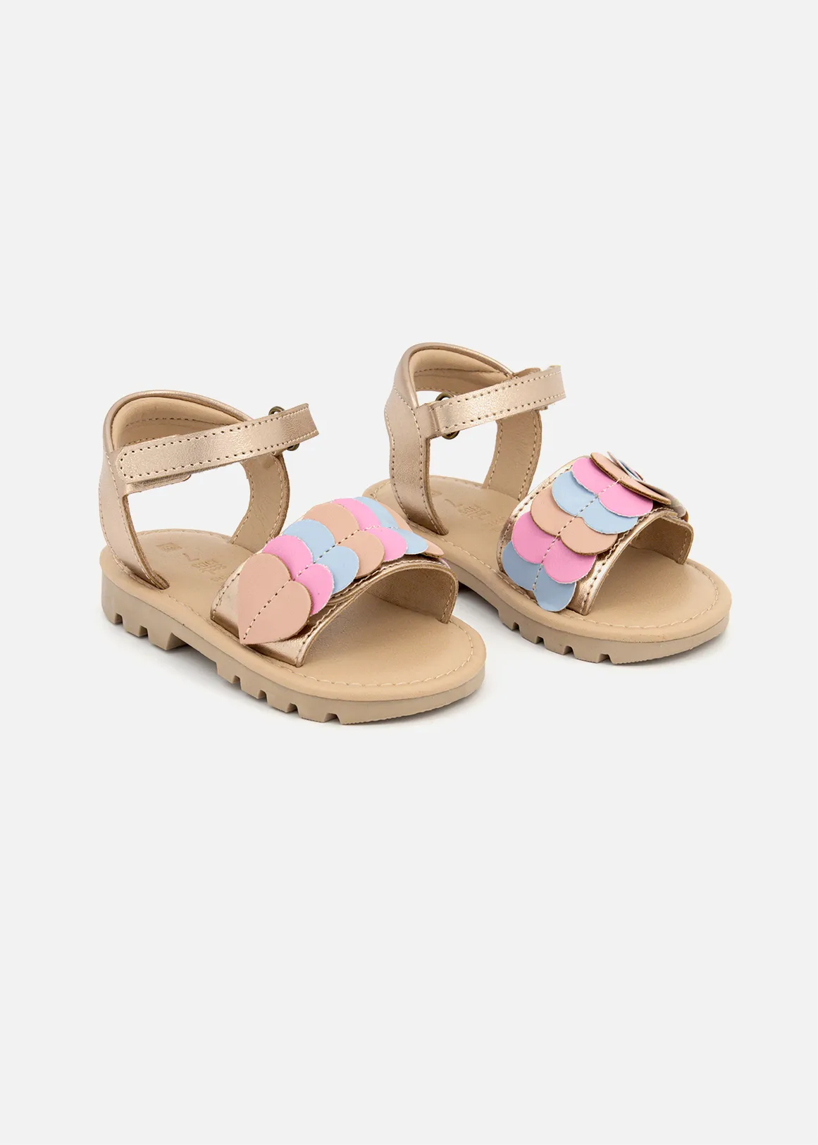 Leather Heart Sandals (Size 5-13) Younger Girl - X PINK