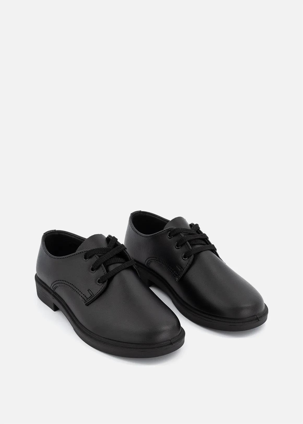 Leather Lace-up School Shoes (Size 8-1) Younger Boy - BLACK
