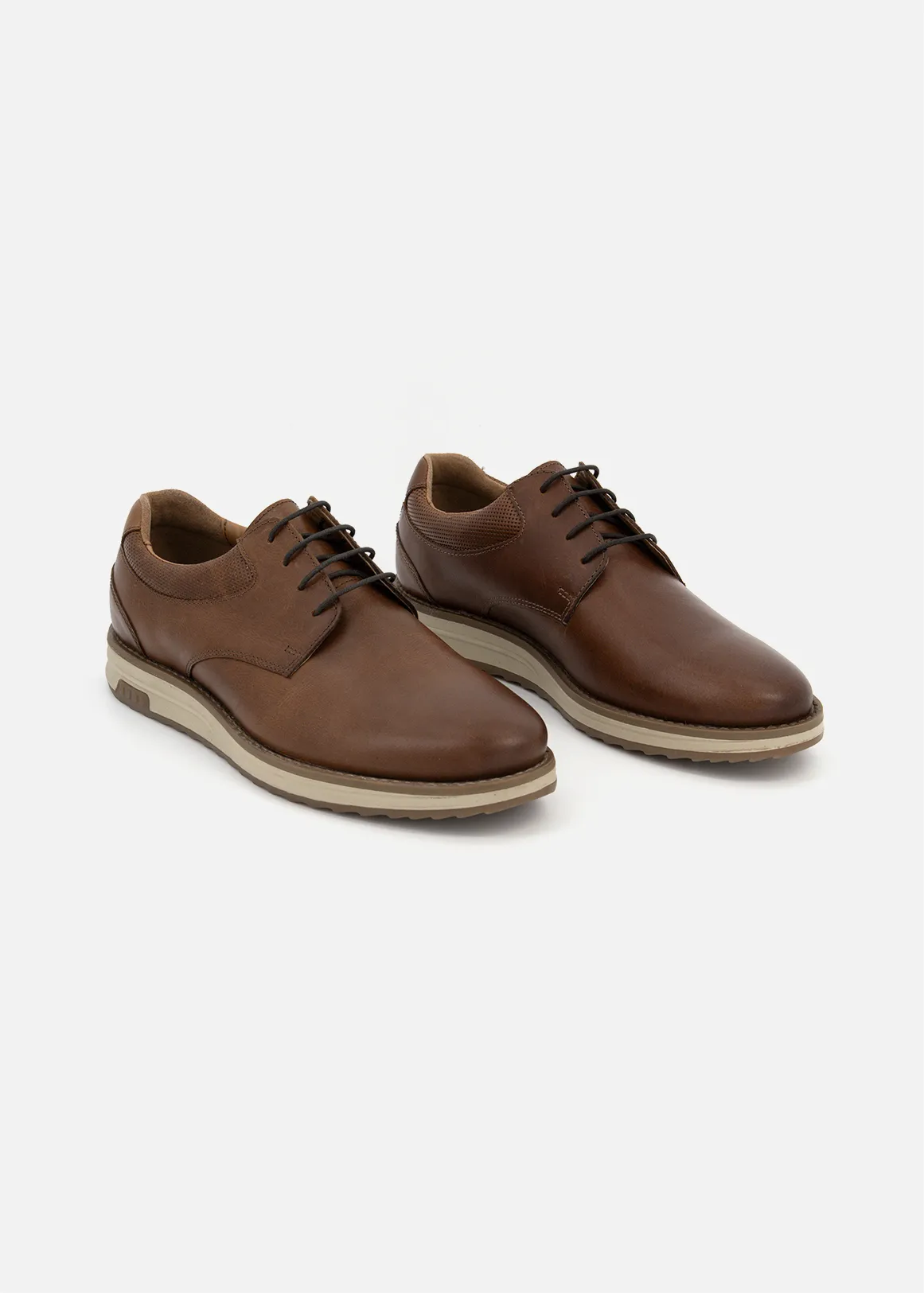 Leather Lace-up Shoes - TAN