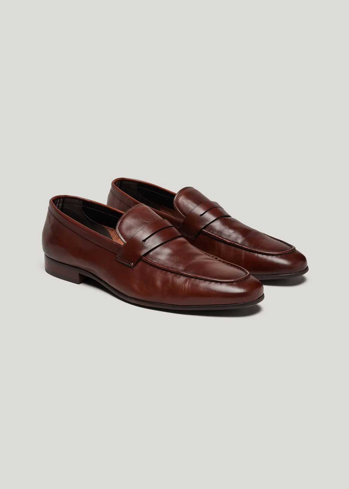 Leather Penny Loafer - BROWN