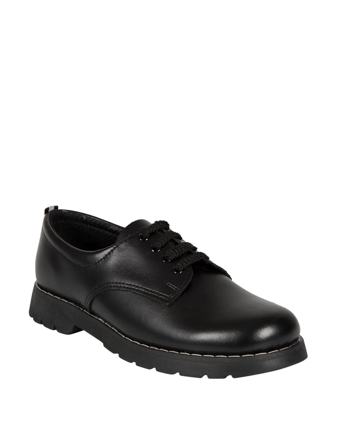 Leather School Shoes (Size 2 -10) Older Boy - BLACK