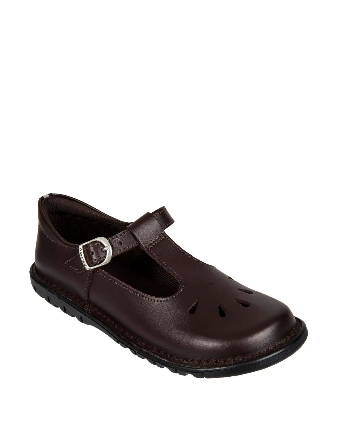 Leather T-Bar School Shoes (Size 2 - 8) Older Girl - BROWN