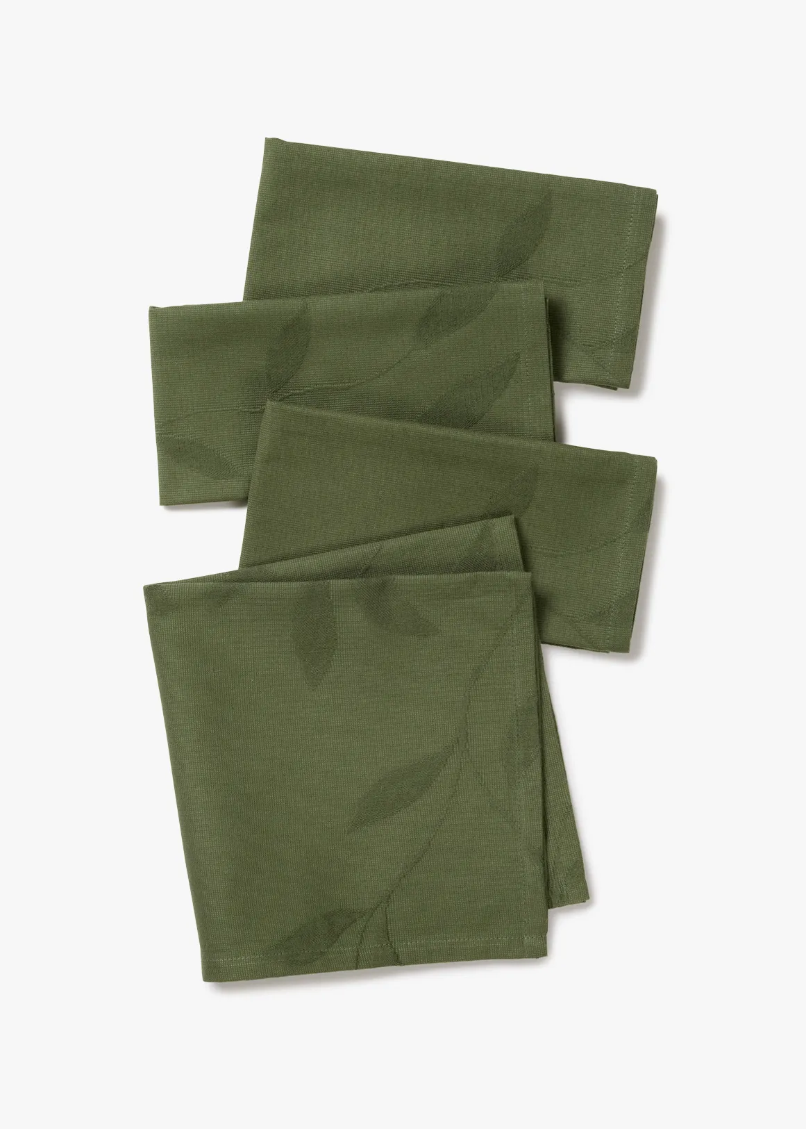 Leaves Jacquard Linen Blend Napkins 4 Pack - OLIVE