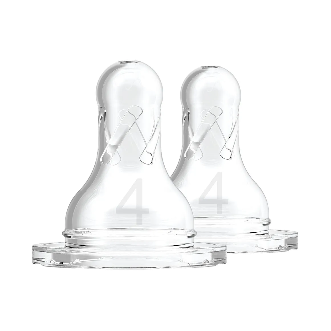 Level 4 Silicone Narrow Bottle Nipples 2 Pack - CLEAR