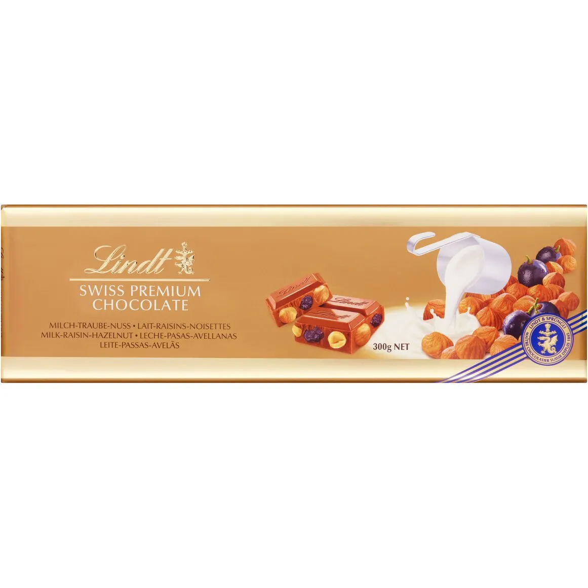 Lindt Swiss Premium Chocolate with Raisins, Almonds and Hazelnuts 300 g