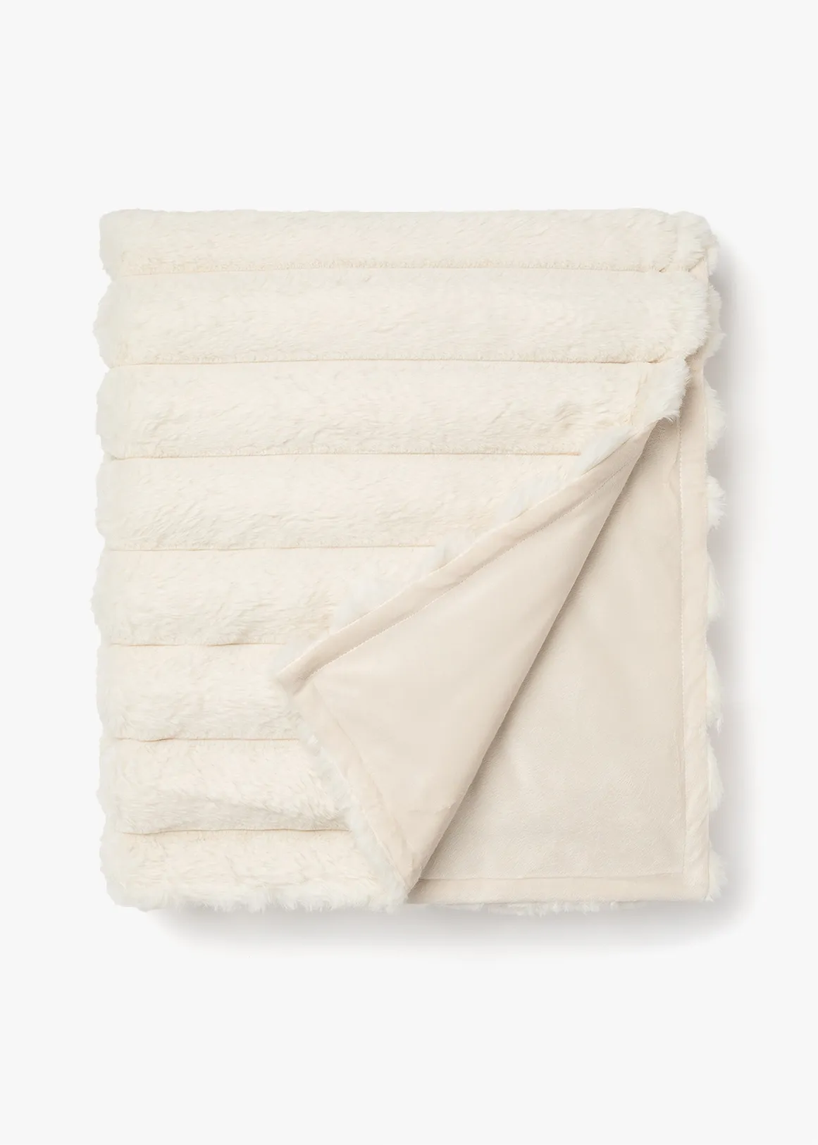 Linear Faux Fur Throw 180x150cm - IVORY