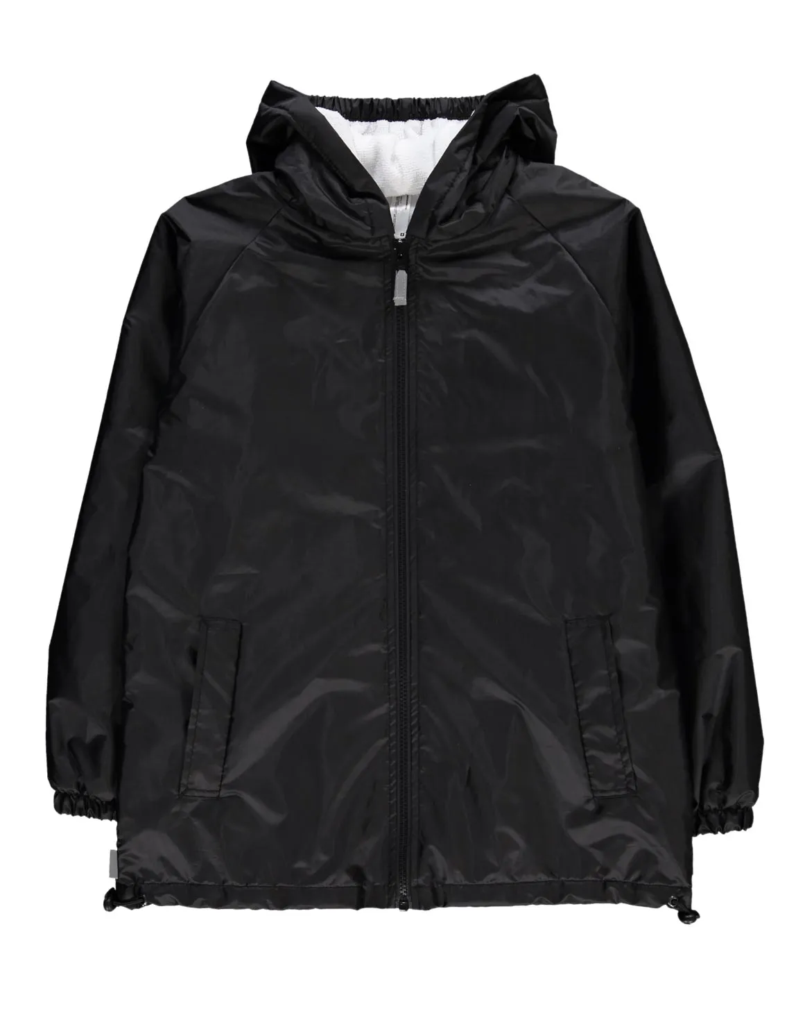 Lined Reflective Hooded Rain Jacket - BLACK