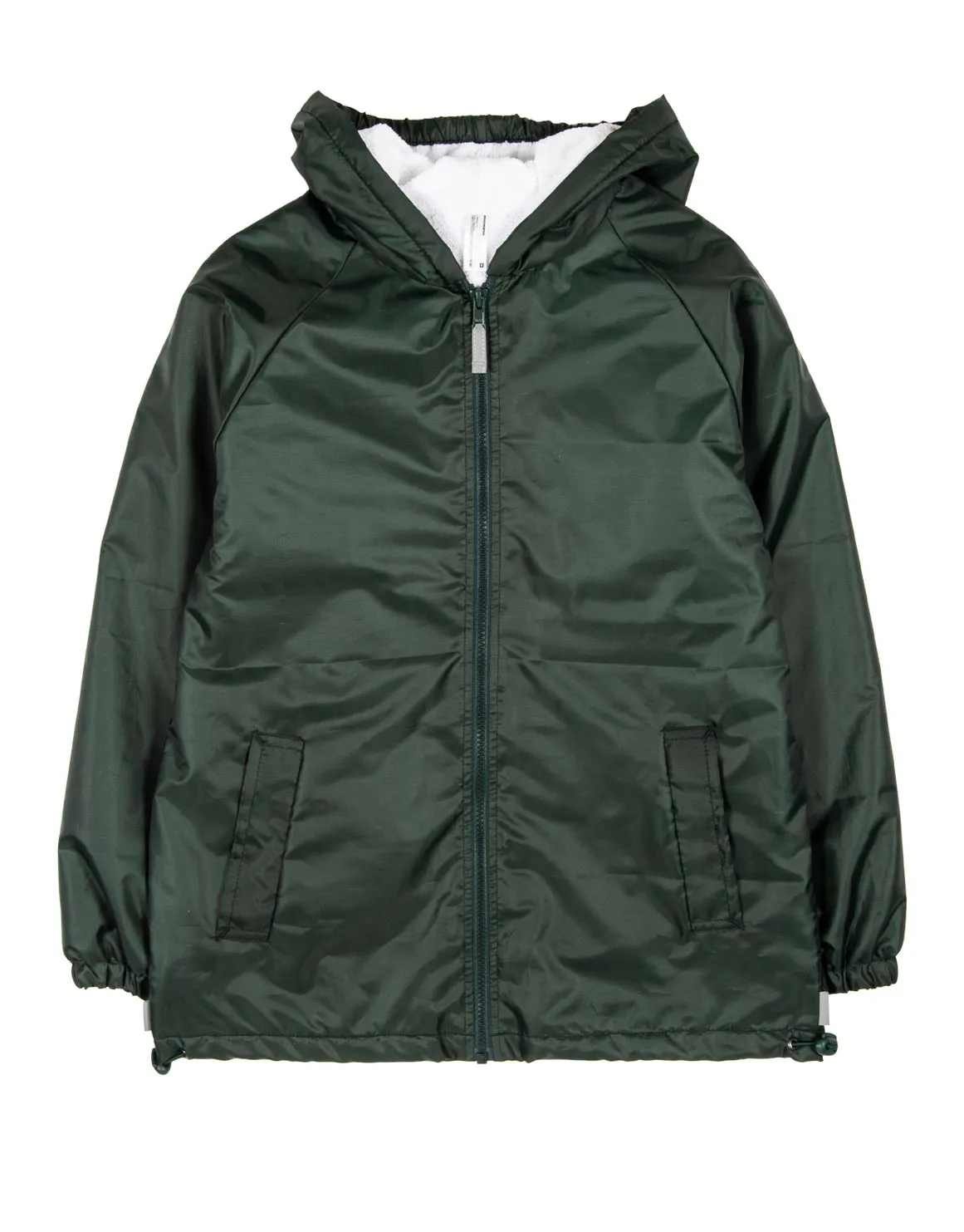 Lined Reflective Hooded Rain Jacket - BOTTLE GREEN